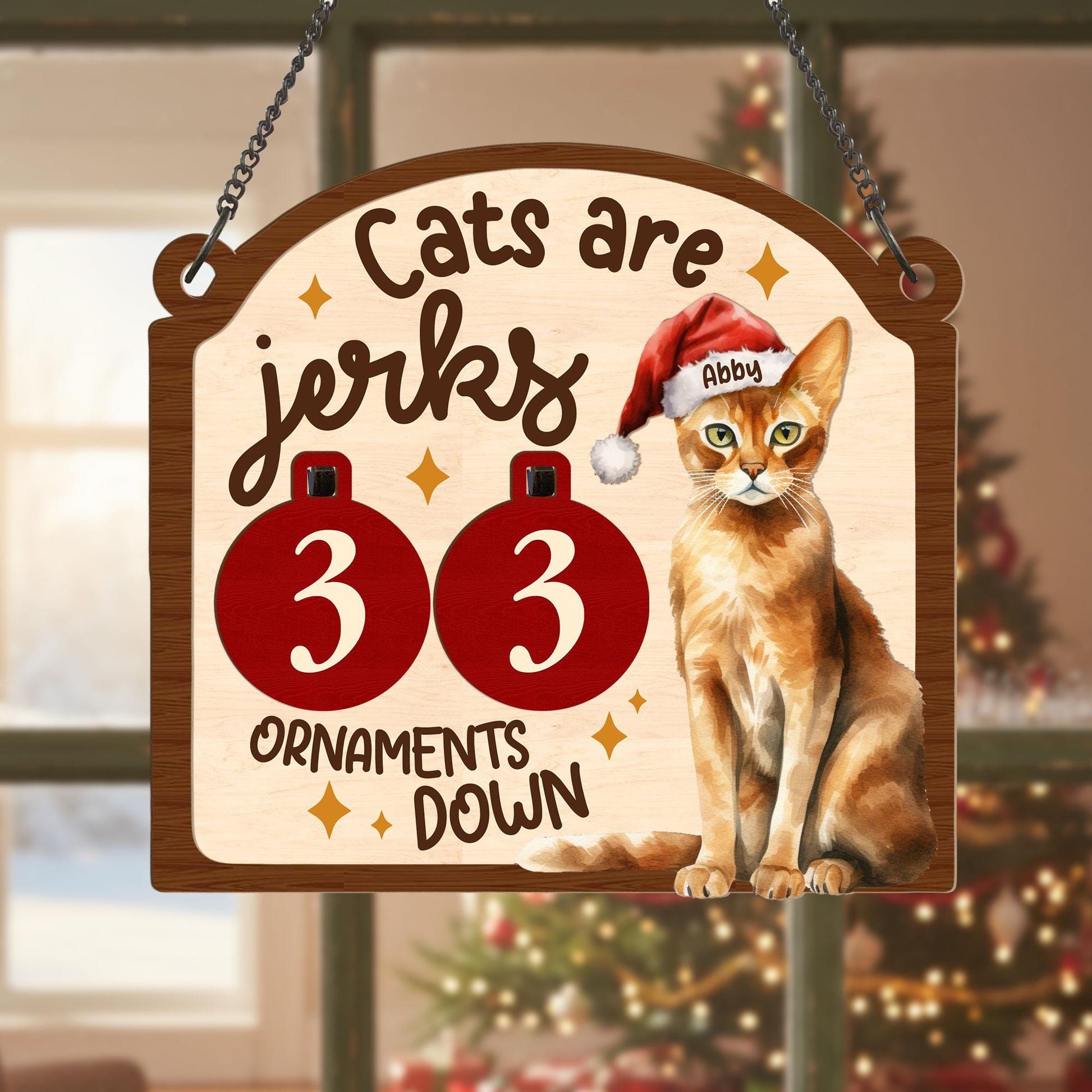 Funny Cats Broke Ornaments Down Counter Sign: Personalized Naughty Kitty Holiday Decor image 7