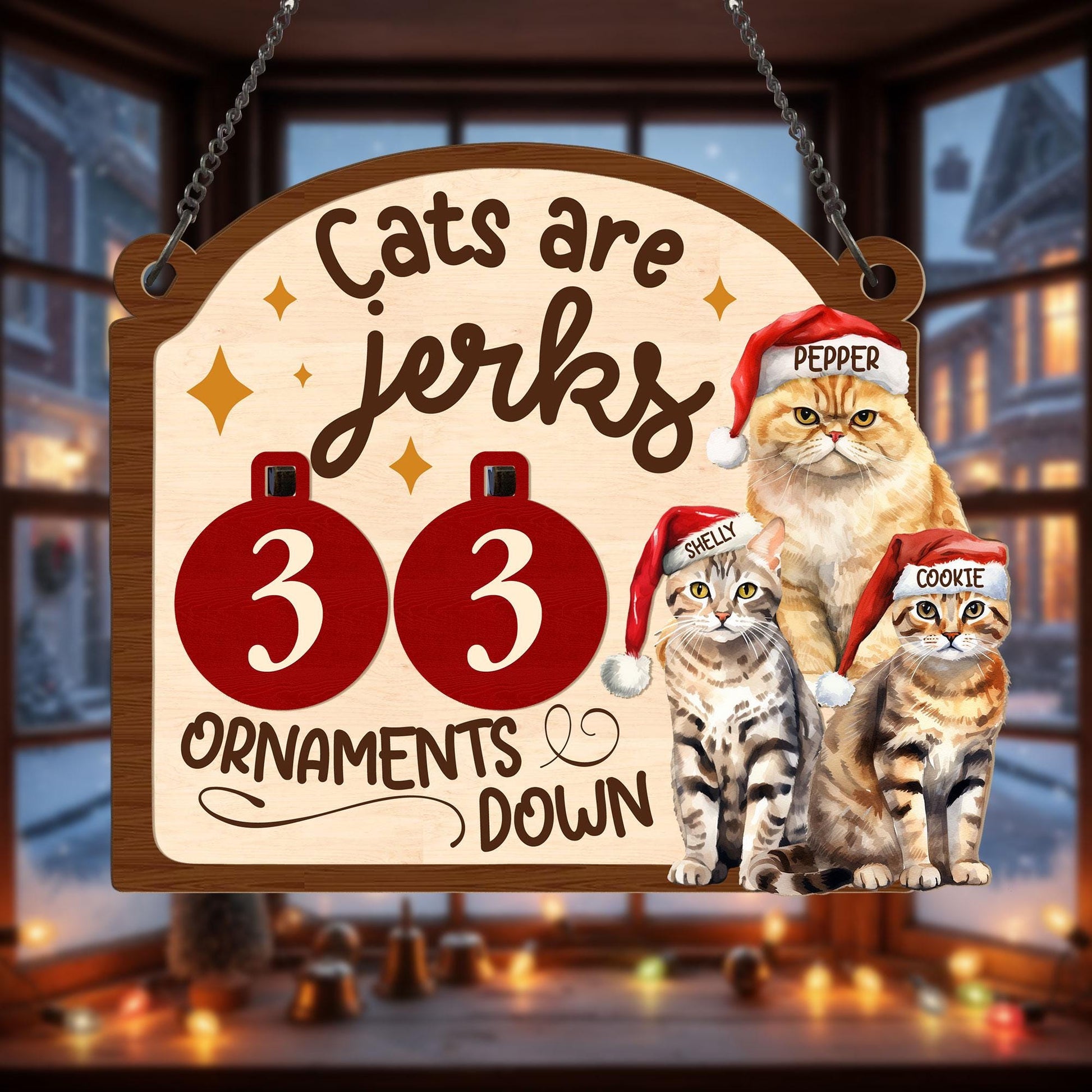 Funny Cats Broke Ornaments Down Counter Sign: Personalized Naughty Kitty Holiday Decor image 8