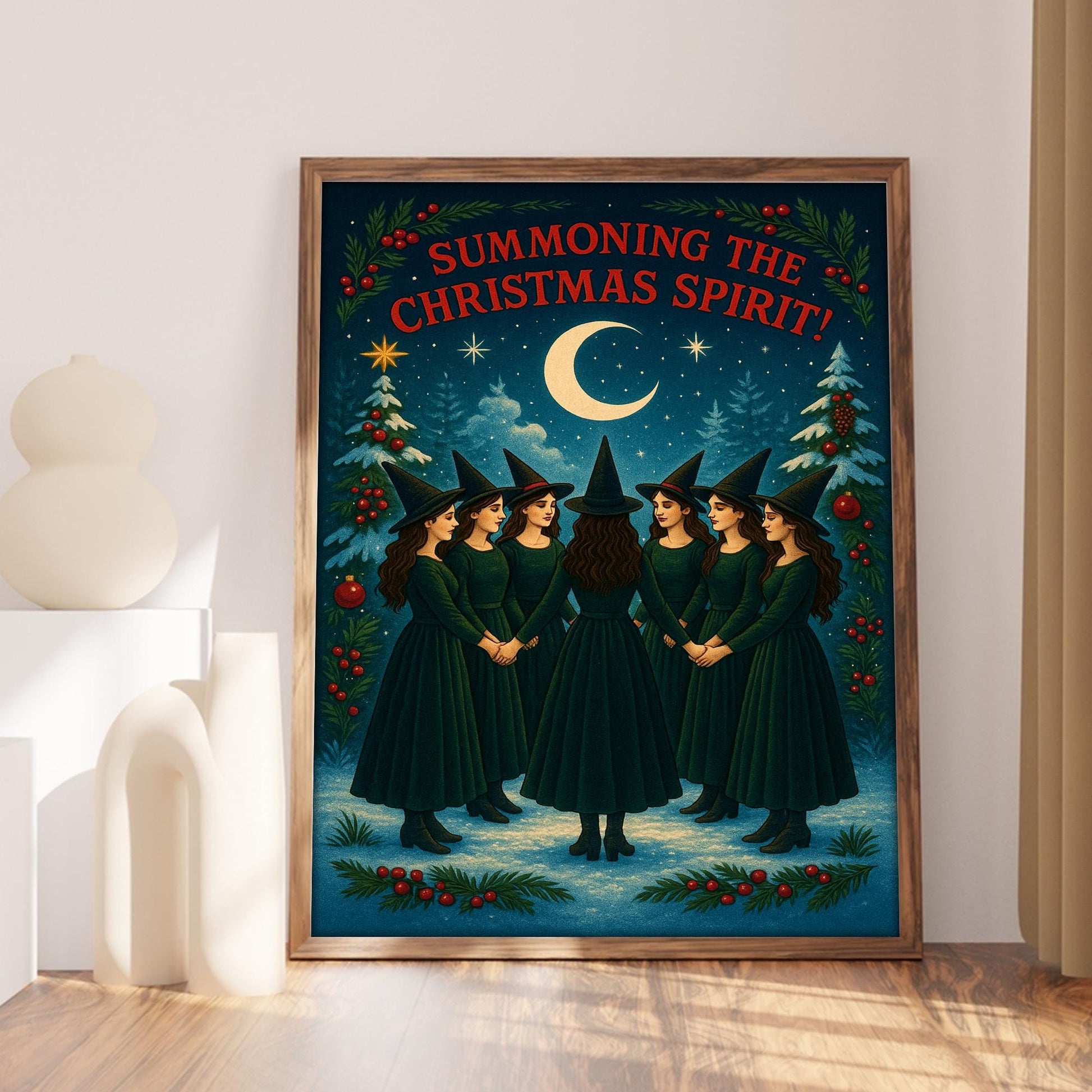 Summoning the Christmas Spirit - Witchy Xmas Poster - Gothic Holiday Wall Art