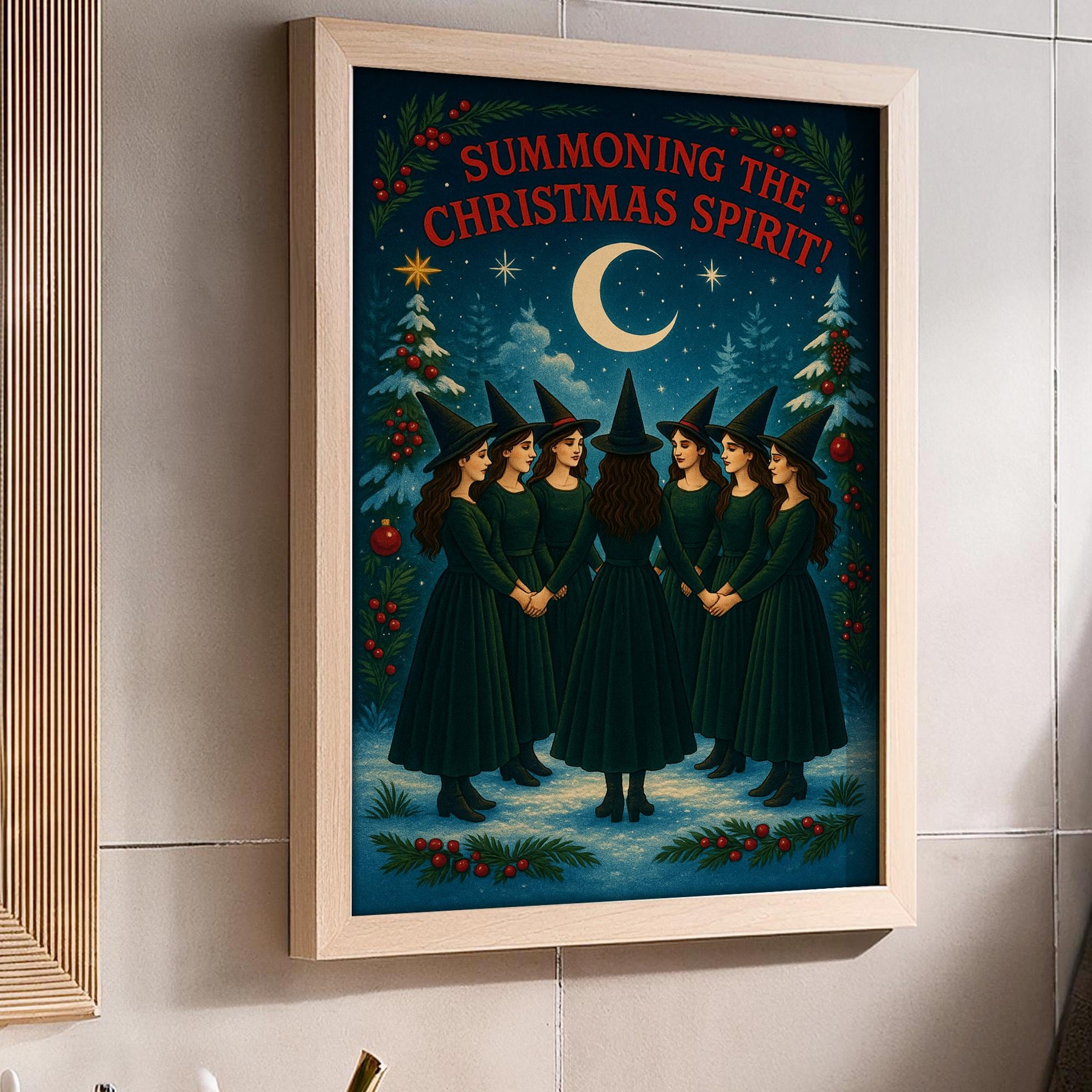 Summoning the Christmas Spirit - Witchy Xmas Poster - Gothic Holiday Wall Art