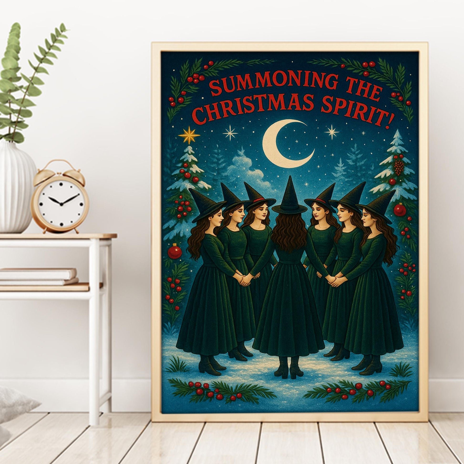 Summoning the Christmas Spirit - Witchy Xmas Poster - Gothic Holiday Wall Art