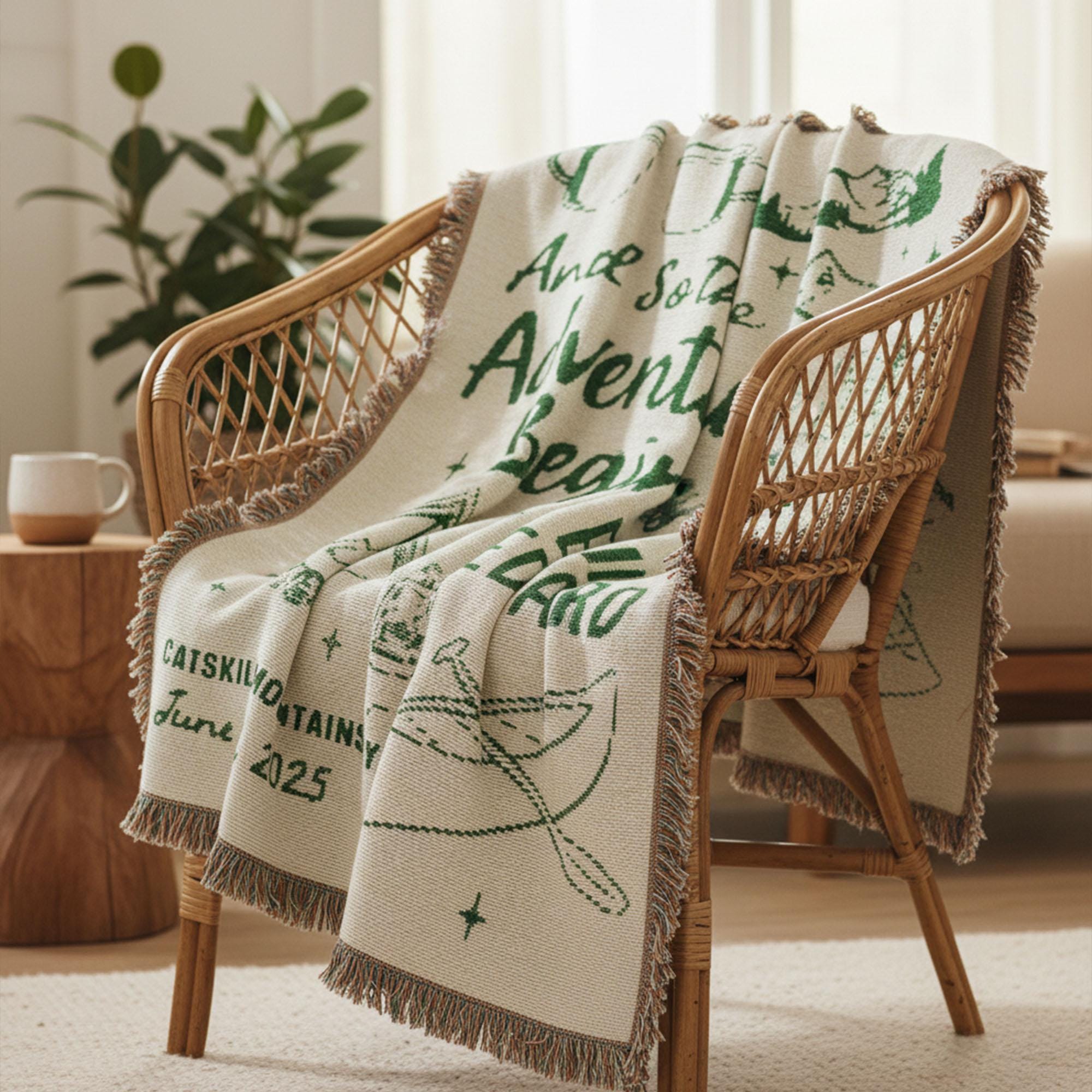 Nature Adventure Couple: Custom Weave Woven Blanket