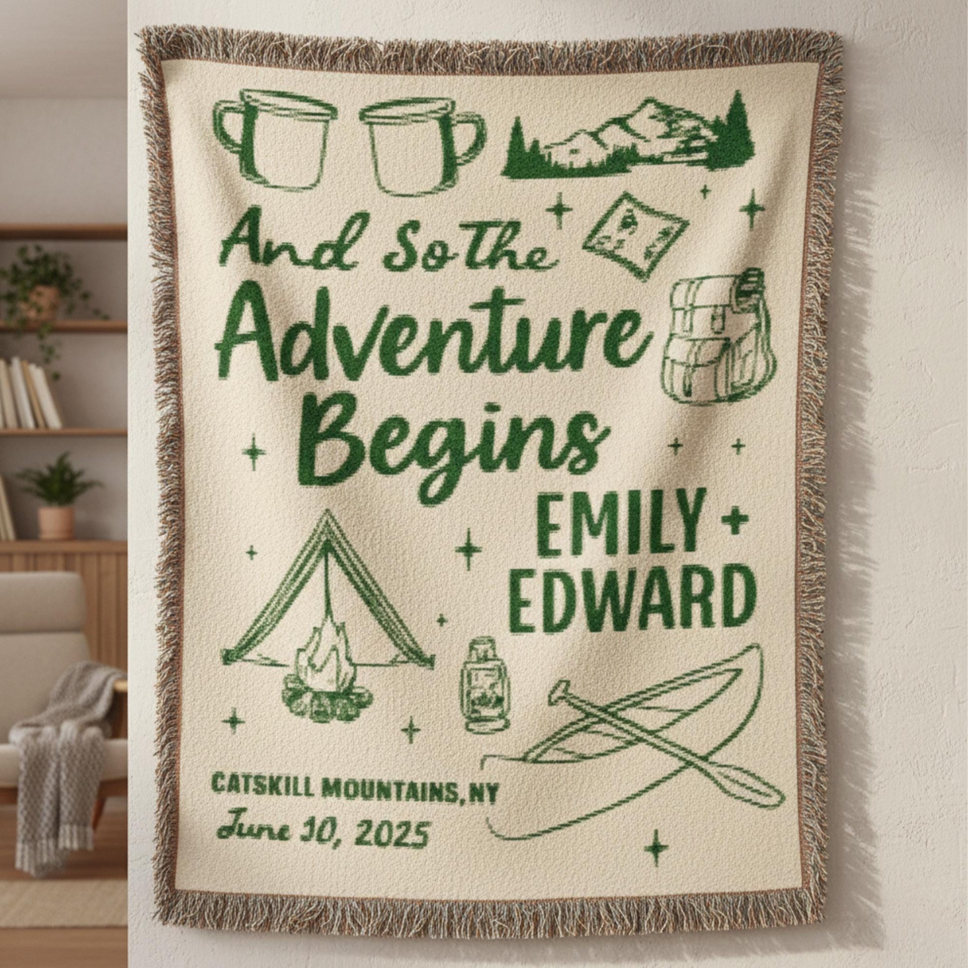 Nature Adventure Couple: Custom Weave Woven Blanket