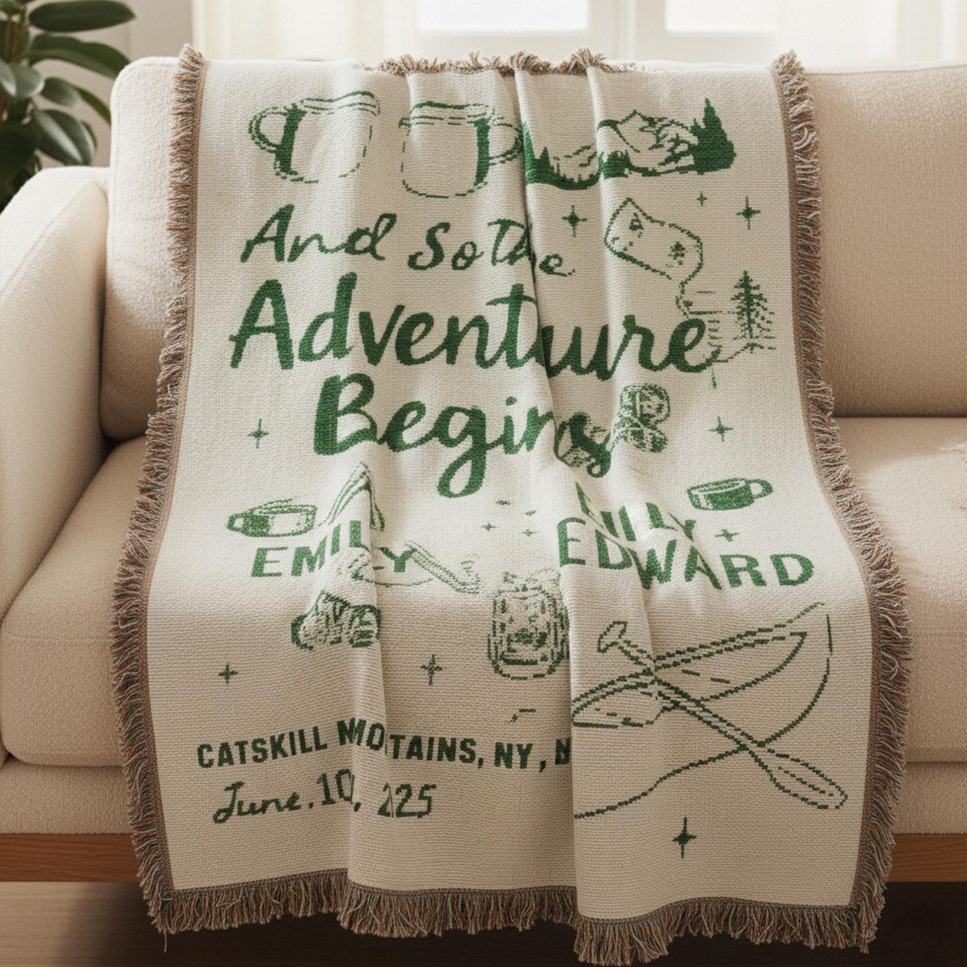 Nature Adventure Couple: Custom Weave Woven Blanket