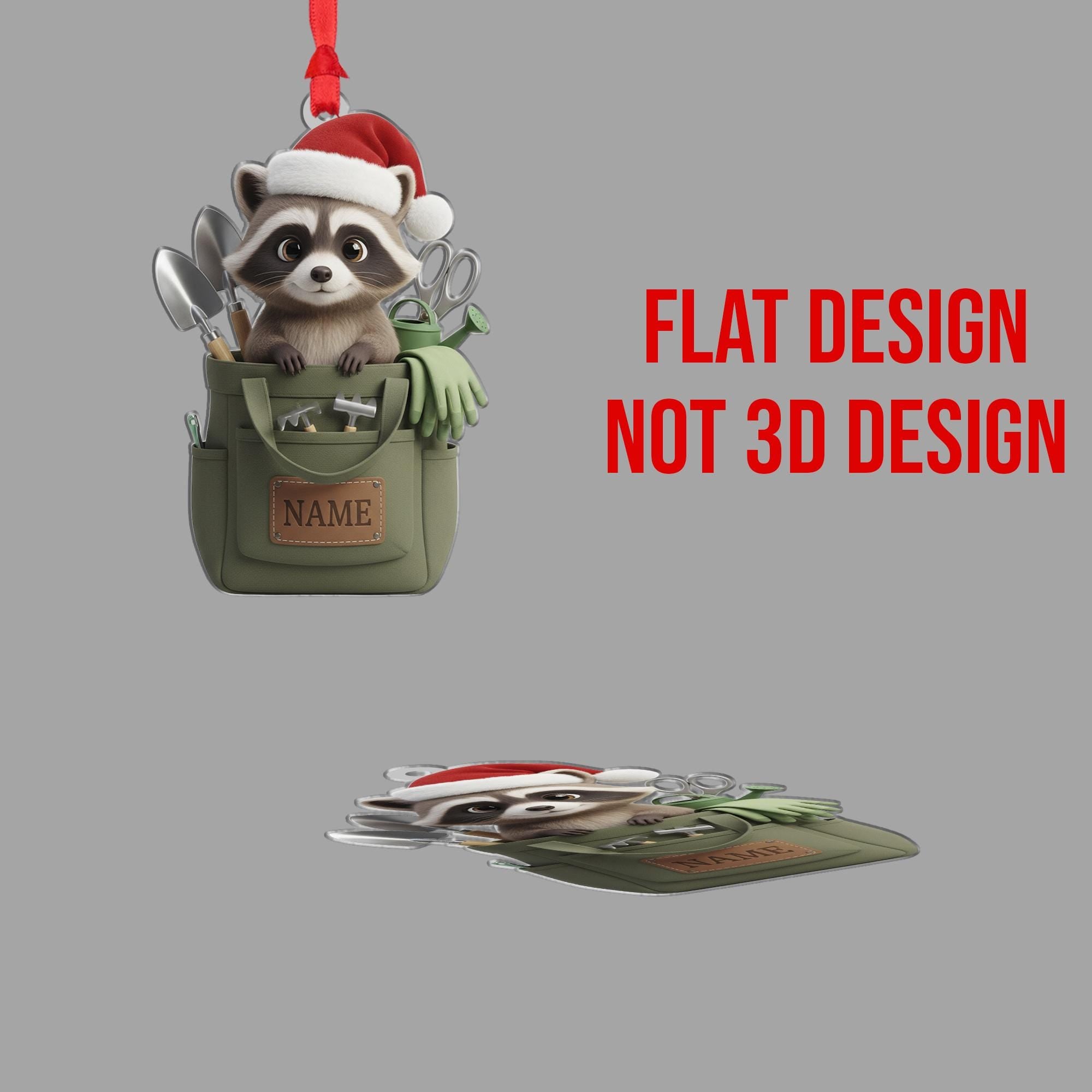 Personalized Garden Raccoon Ornament – Hanging Christmas Decoration