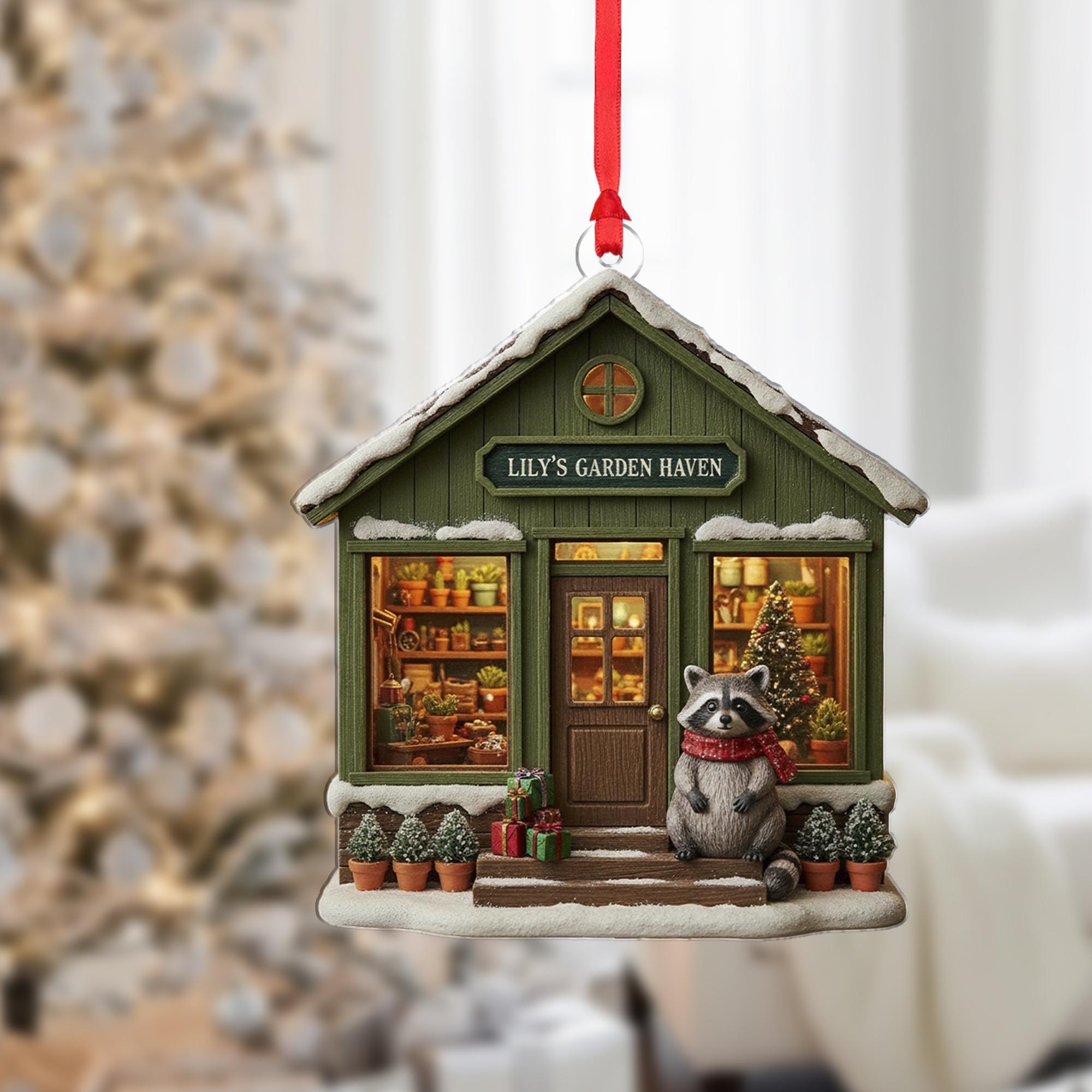 Personalized Garden Shop Ornament – Hanging Christmas Decoration