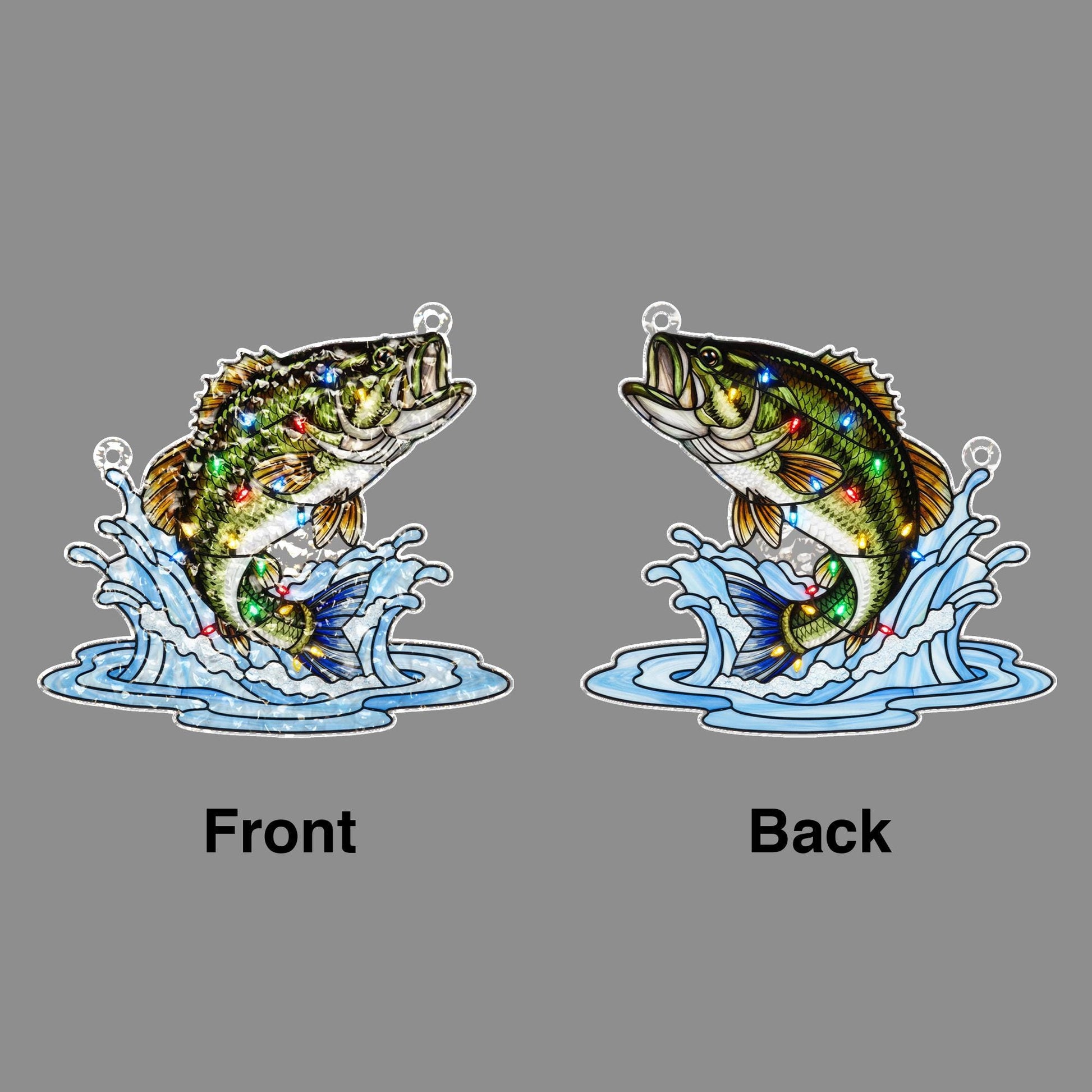 Fish Suncatcher – Acrylic Water Ripple Window Decoration with Jumping Bass Design