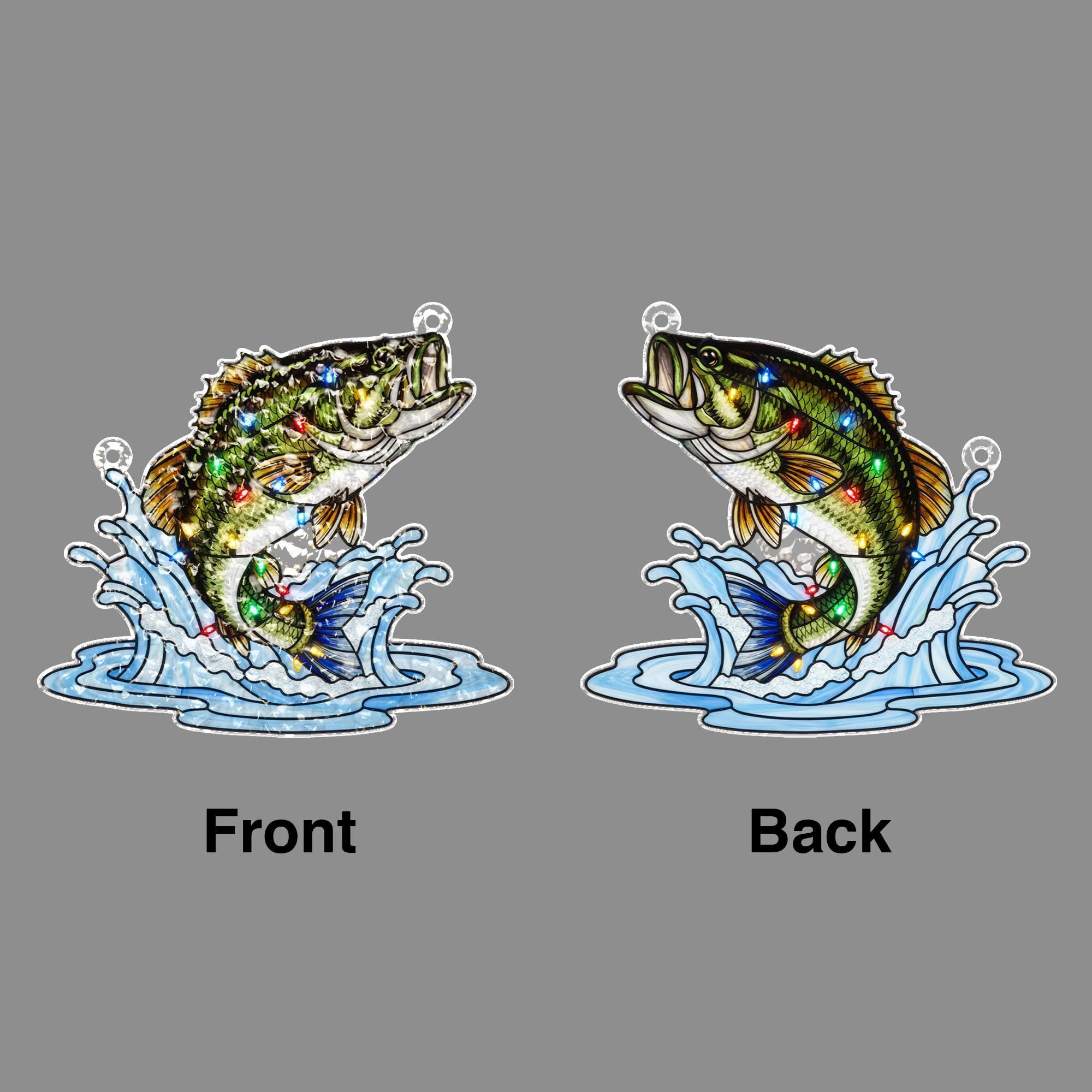 Fish Suncatcher – Acrylic Water Ripple Window Decoration with Jumping Bass Design