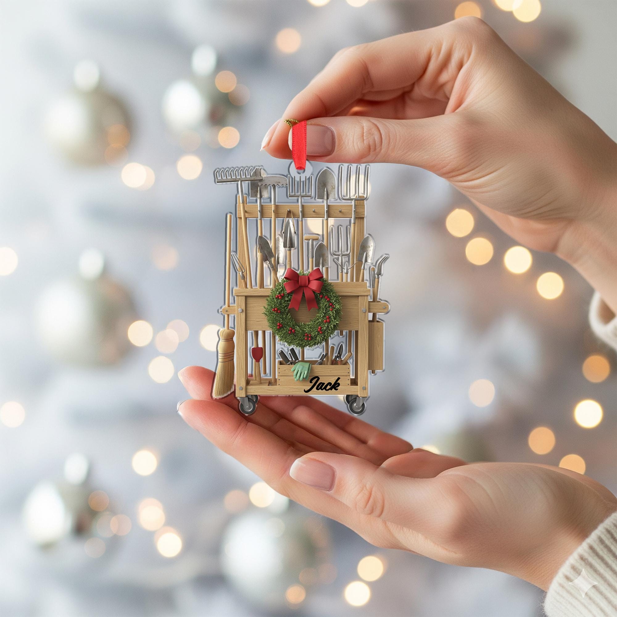 Garden Tool Cart Ornament – Personalized Gardener Christmas Decor
