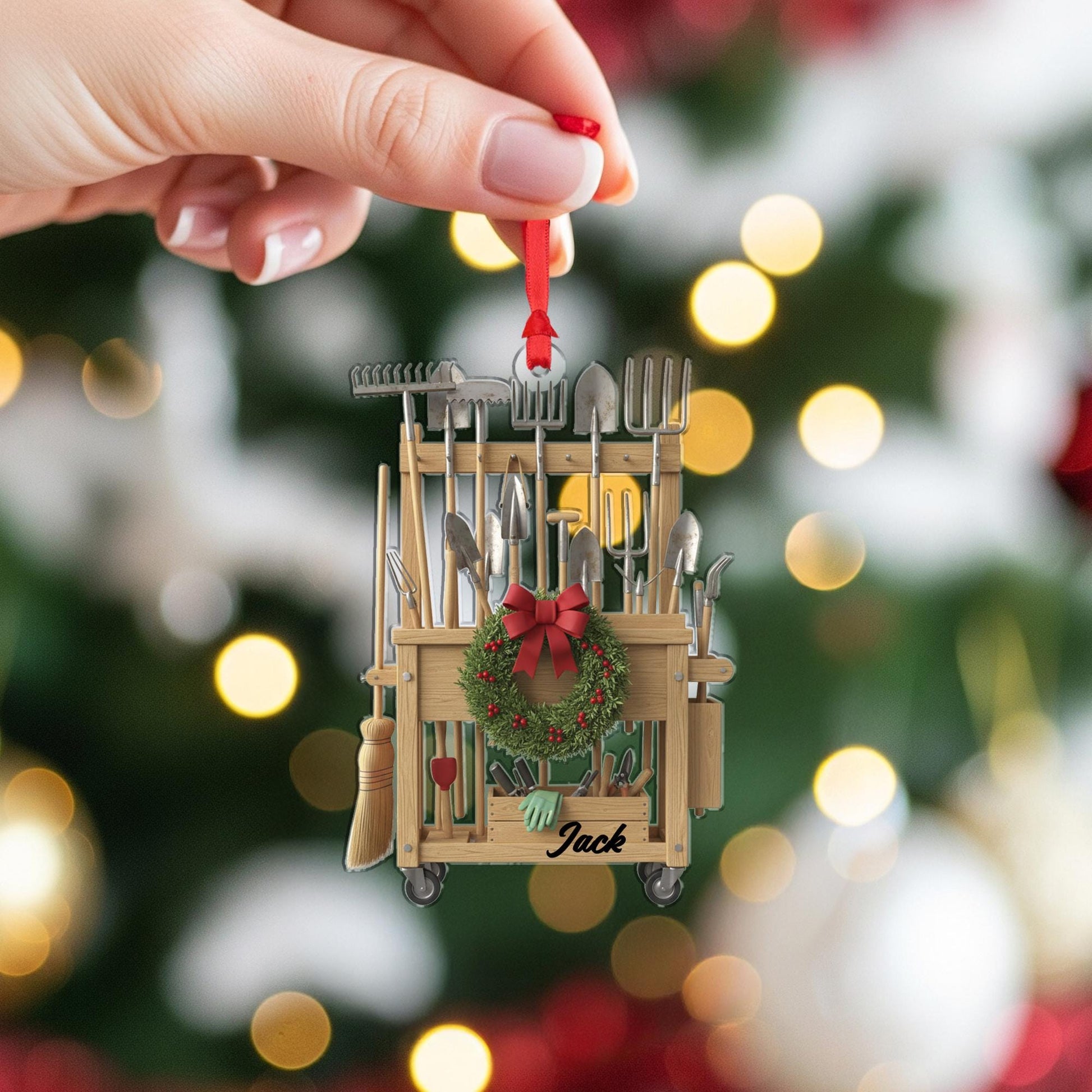 Garden Tool Cart Ornament – Personalized Gardener Christmas Decor