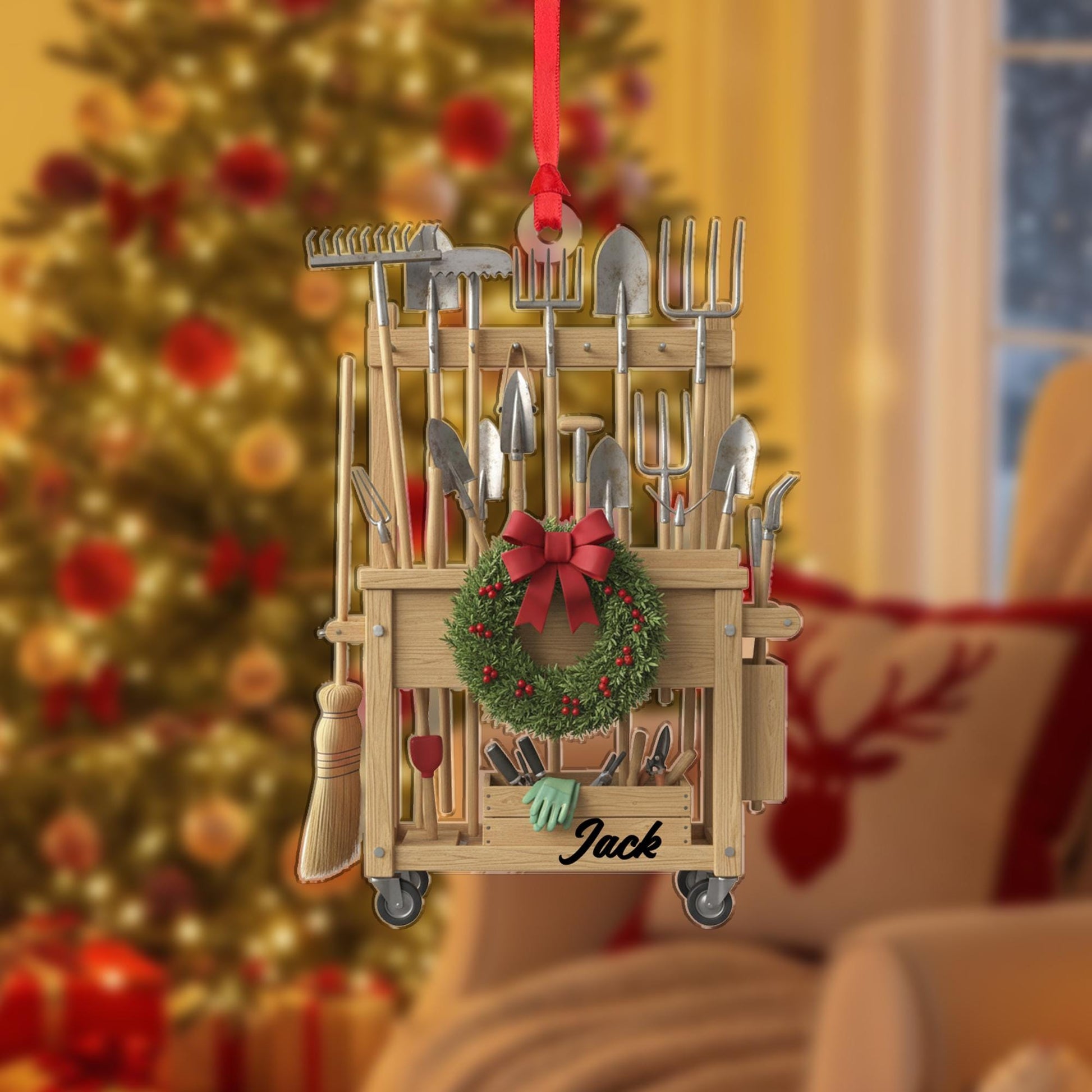Garden Tool Cart Ornament – Personalized Gardener Christmas Decor