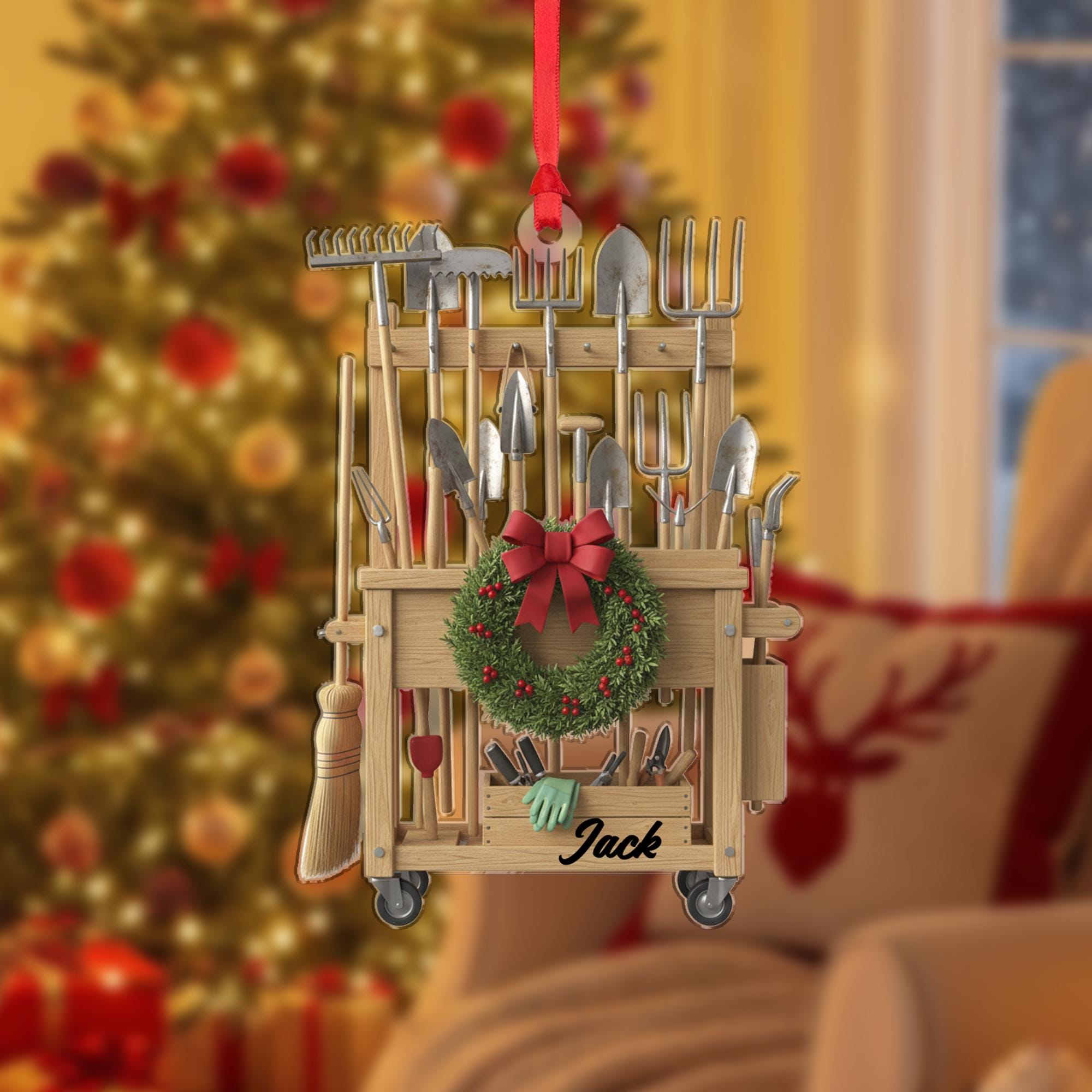 Garden Tool Cart Ornament – Personalized Gardener Christmas Decor