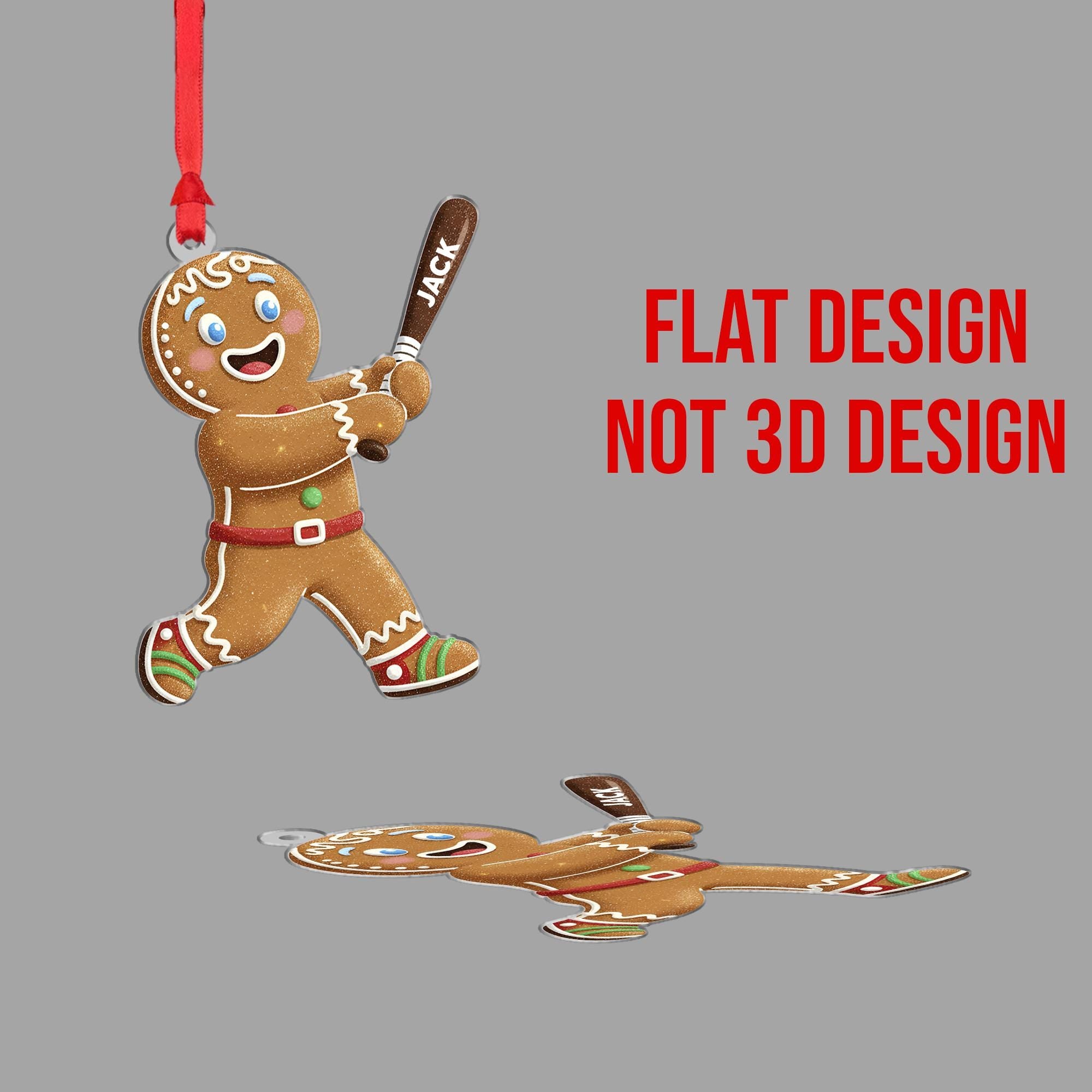 Gingerbread Ornament With Bat – Personalized Christmas Tree Decoration