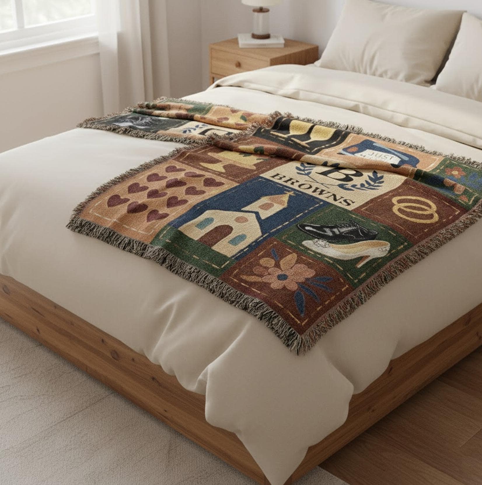 Personalized Wedding Weave Woven Blanket: Throw Custom Family Name Tapestry