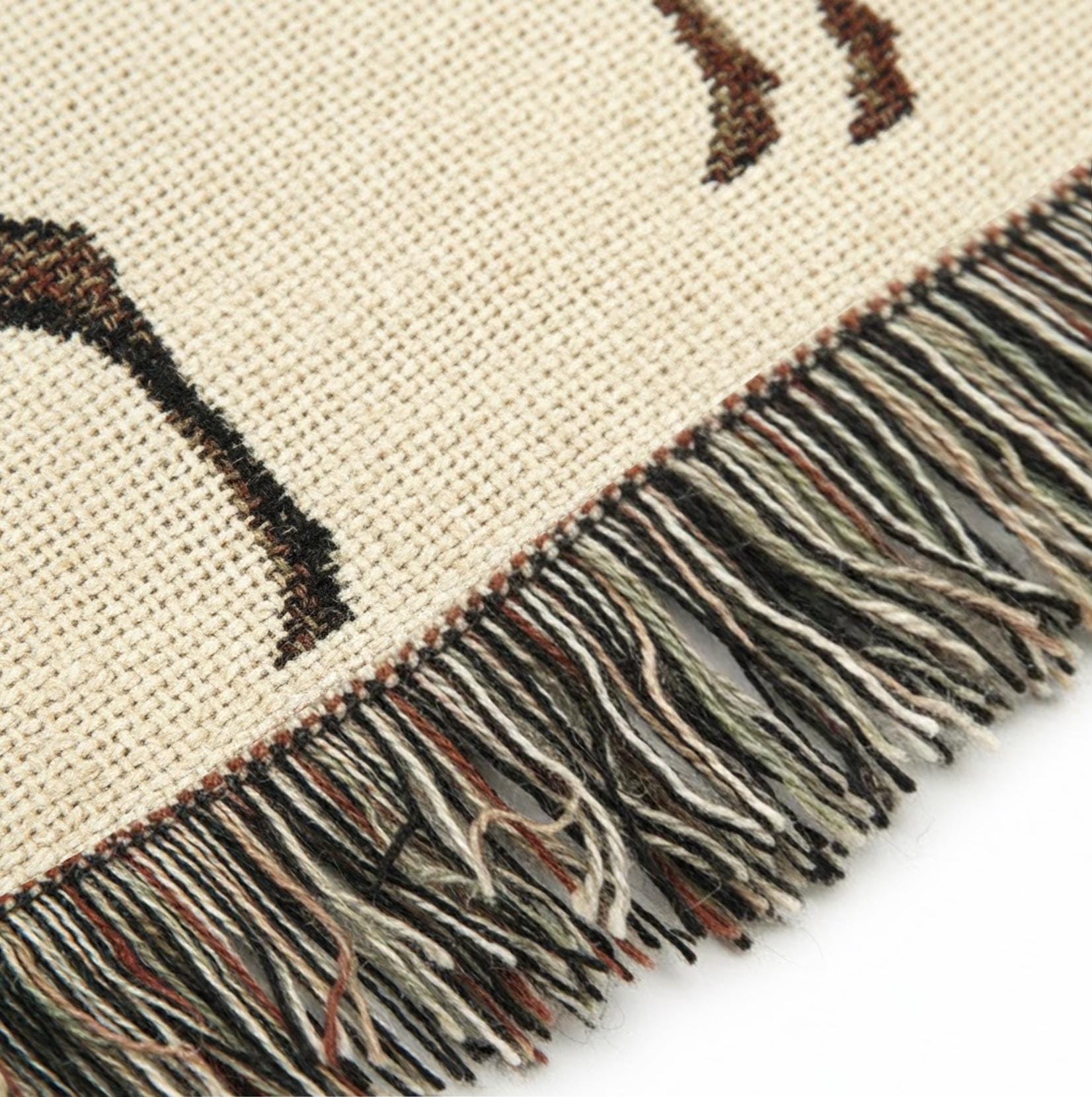 Woven Weave Blanket with Highland Cow Pattern: Rustic Farmhouse Animal Design
