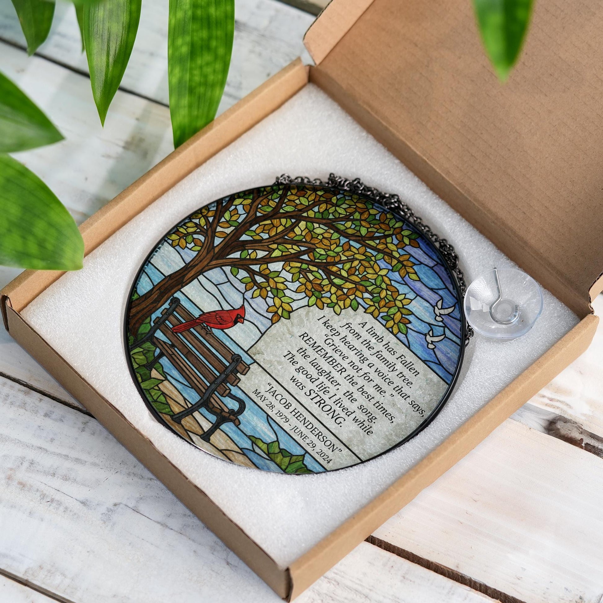 Personalized Memorial Cardinal Suncatcher • Custom Sympathy Gift for Loss of Loved One