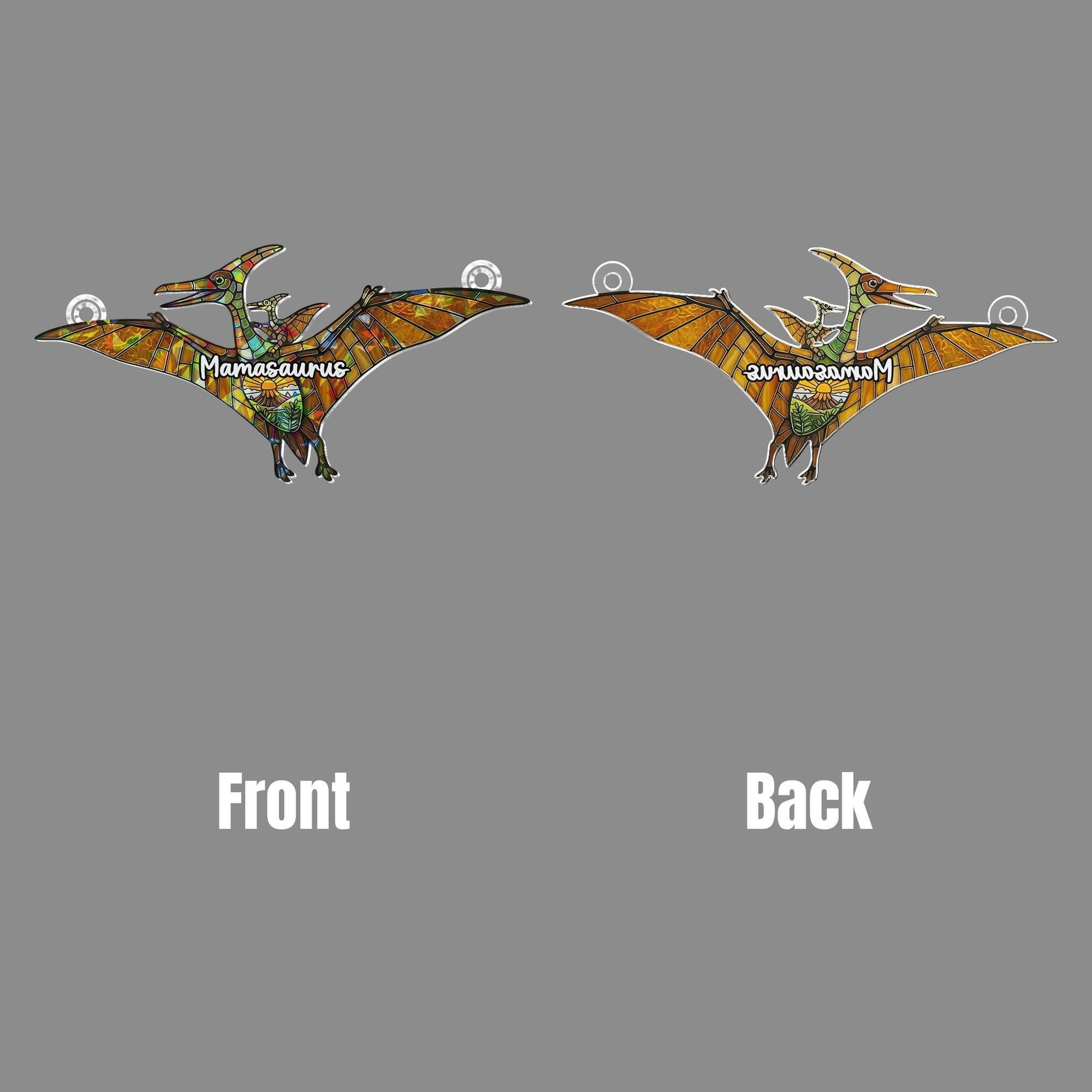 Dinosaur Mom and Baby Holographic Window Hanging, Dinosaur Acrylic Suncatcher