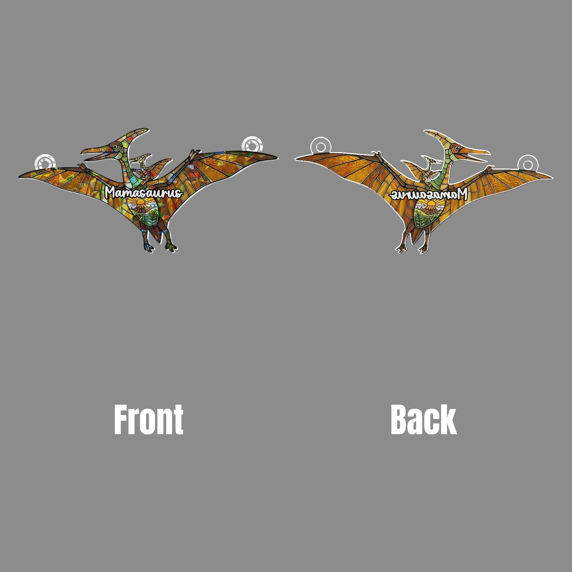 Dinosaur Mom and Baby Holographic Window Hanging, Dinosaur Acrylic Suncatcher