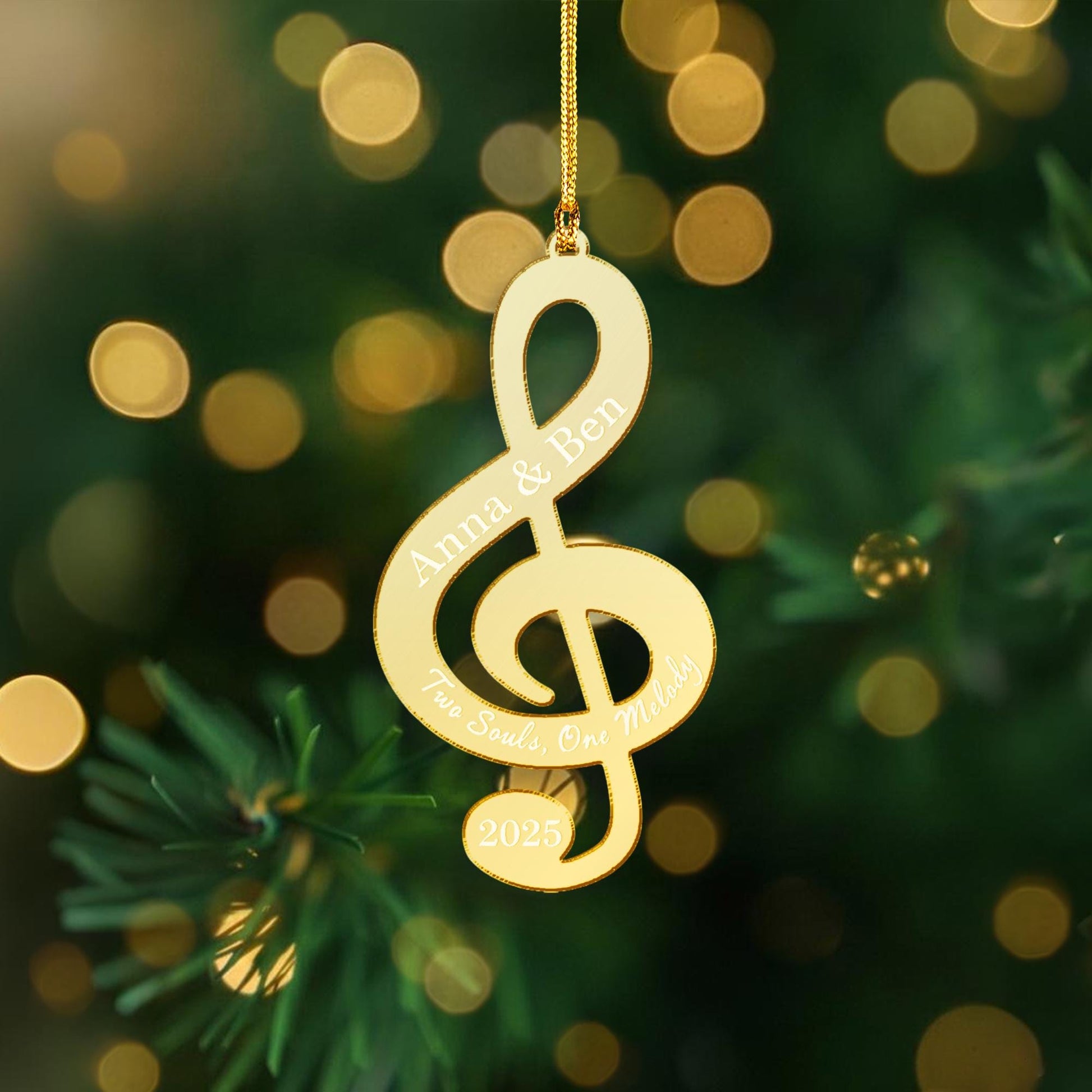 Personalized Treble Clef Acrylic Mirror Ornament, Music Decoration, Custom Name Sign 2025