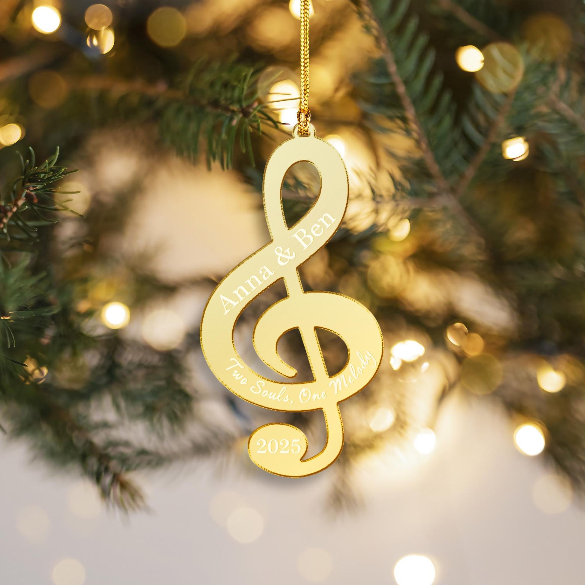 Personalized Treble Clef Acrylic Mirror Ornament, Music Decoration, Custom Name Sign 2025