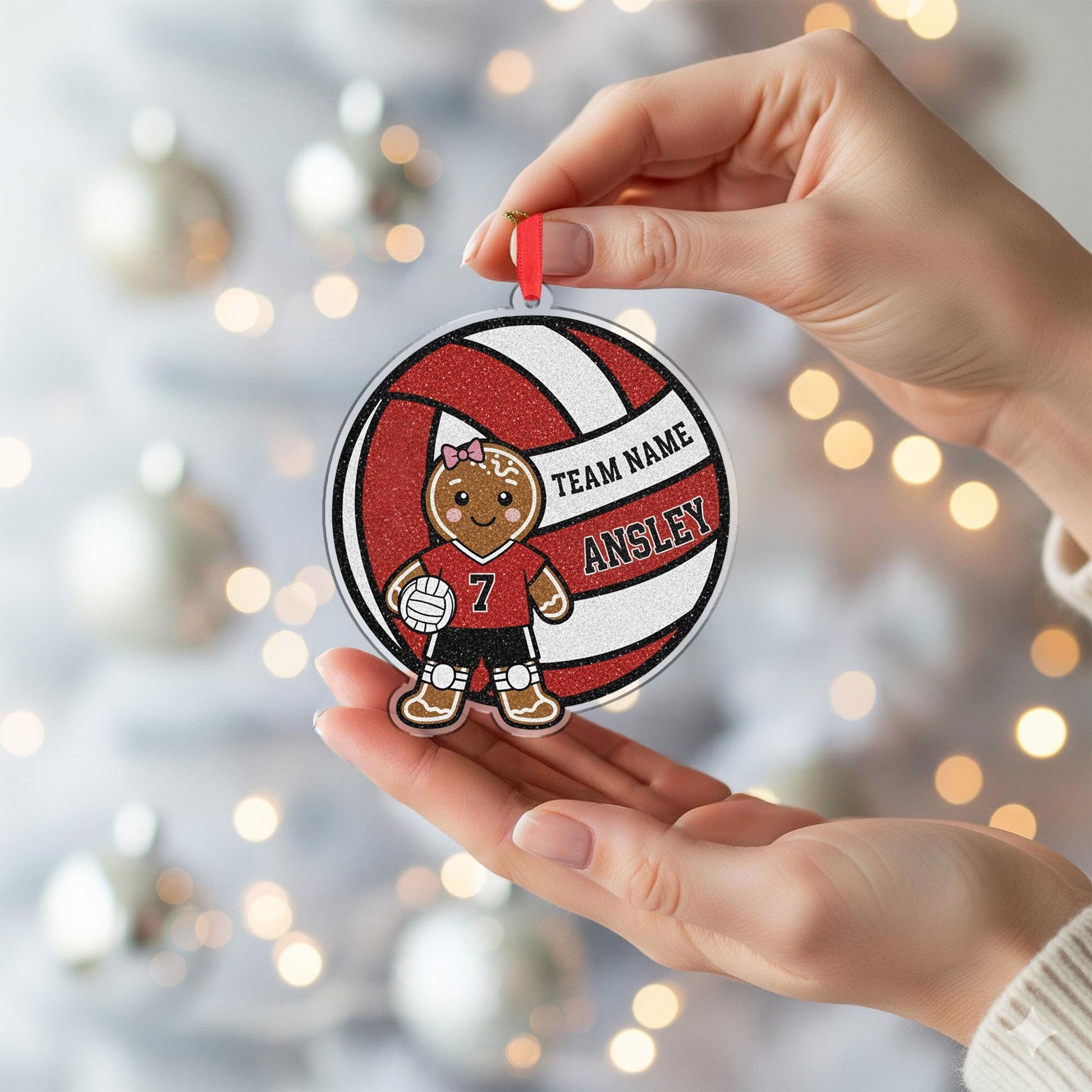 Personalized Gingerbread Volleyball Ornament • Custom Team Christmas Gift
