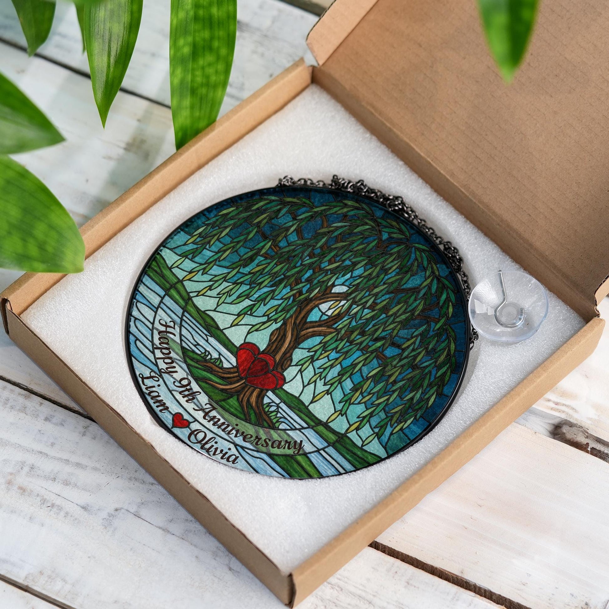Personalized Willow Tree Suncatcher • 9th Anniversary Memorial Ornament