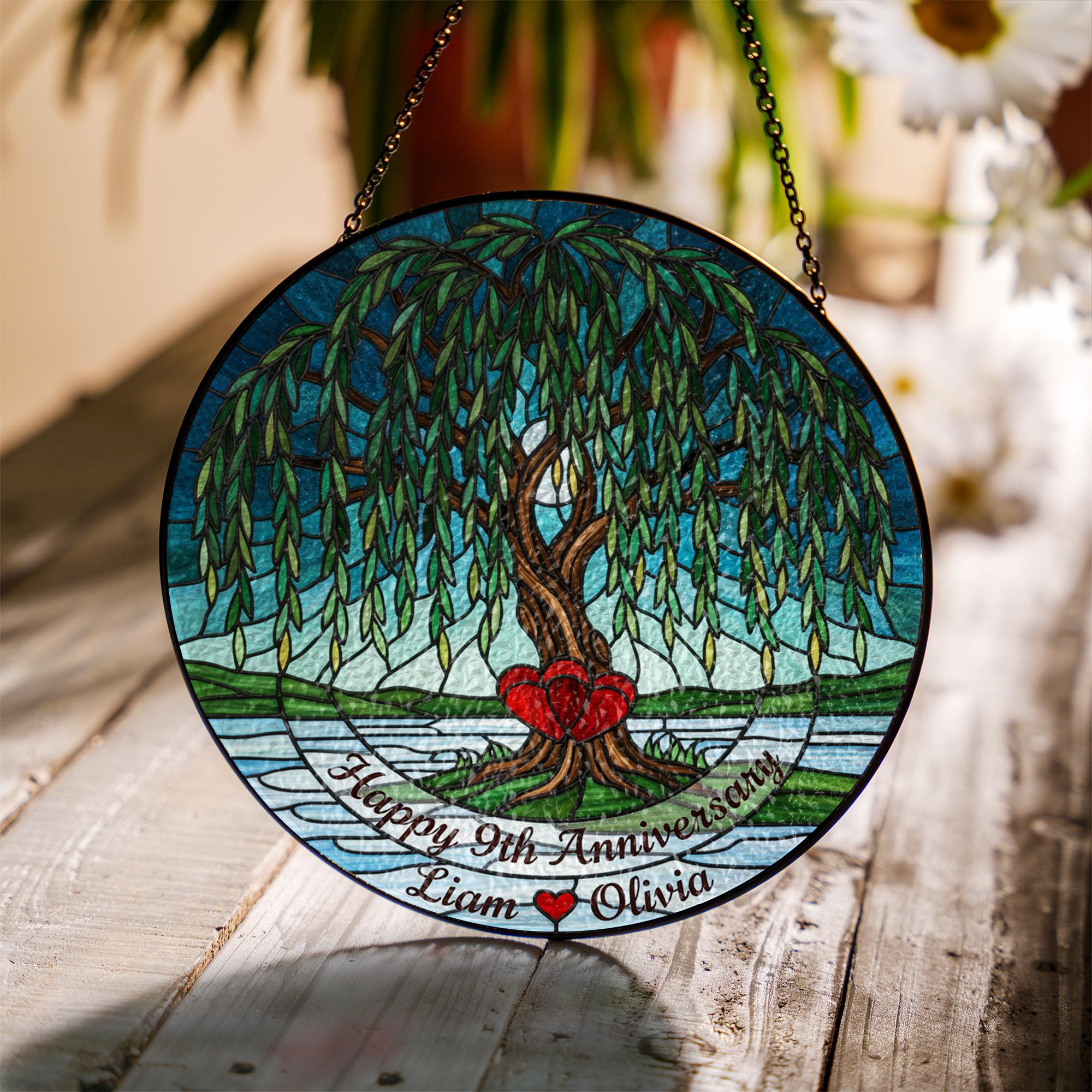 Personalized Willow Tree Suncatcher • 9th Anniversary Memorial Ornament
