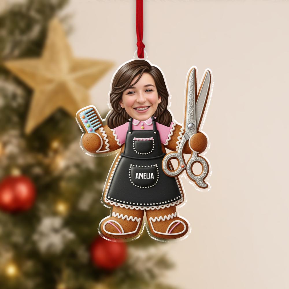 Custom Hairstylist Ornament: Personalized Gingerbread Christmas Decoration