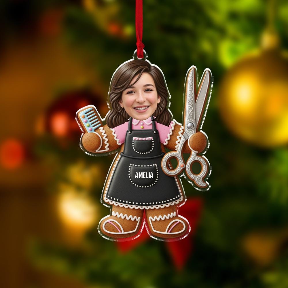 Custom Hairstylist Ornament: Personalized Gingerbread Christmas Decoration