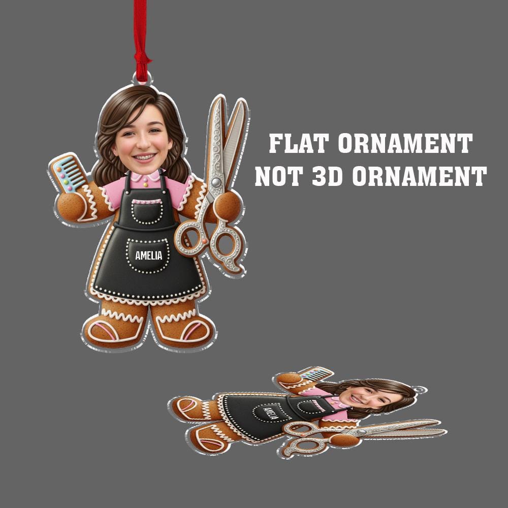 Custom Hairstylist Ornament: Personalized Gingerbread Christmas Decoration