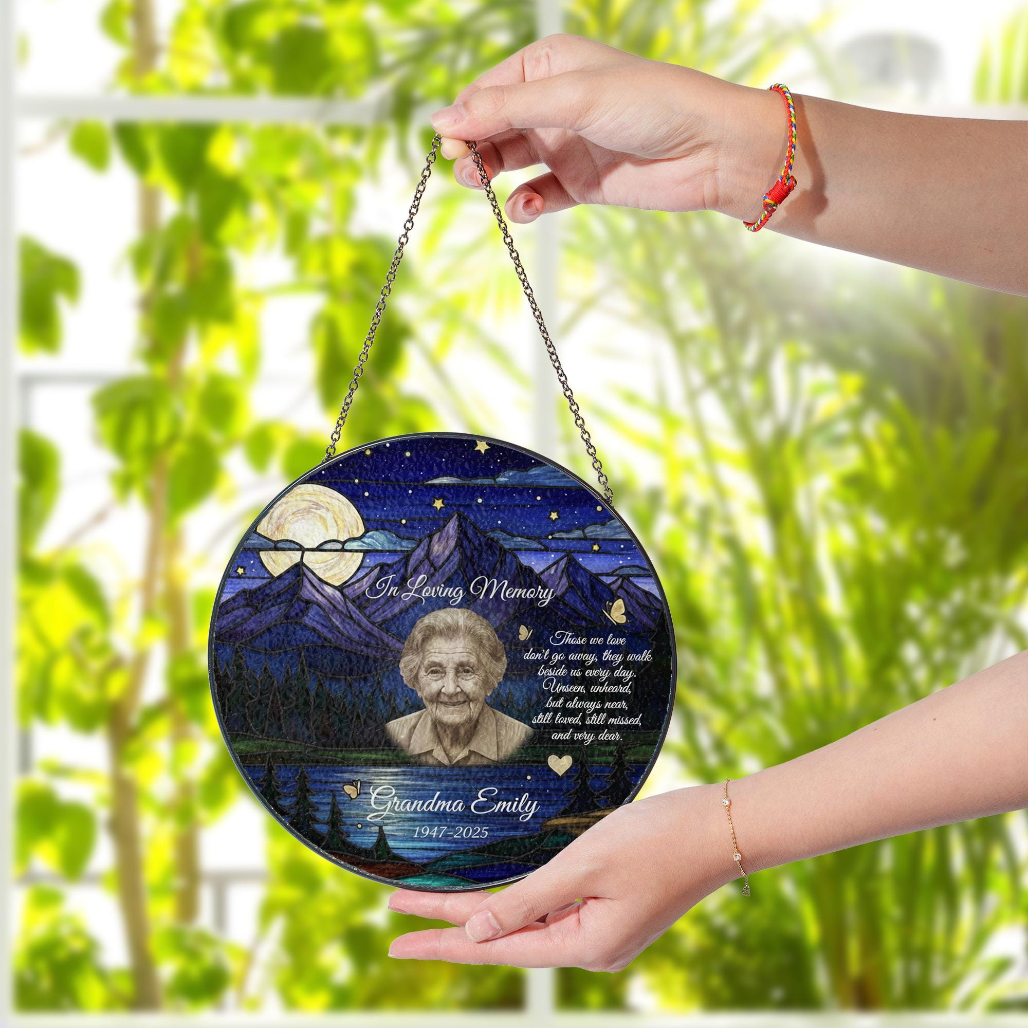 Personalized Memorial Suncatcher • In Loving Memory Window Ornament Tribute Gift