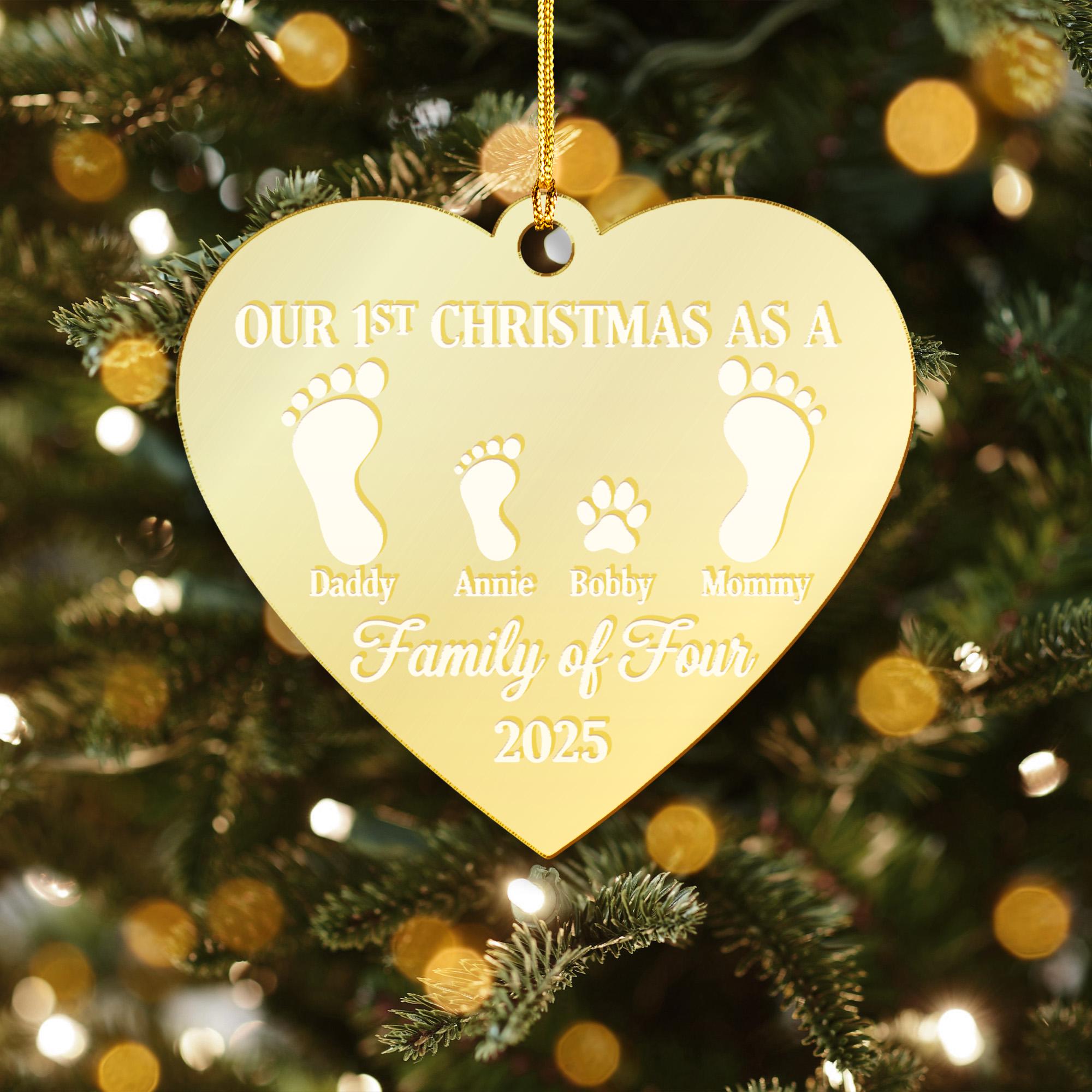 Personalized Heart Acrylic Mirror Ornament: Family Footprint Paw Memorial Decoration