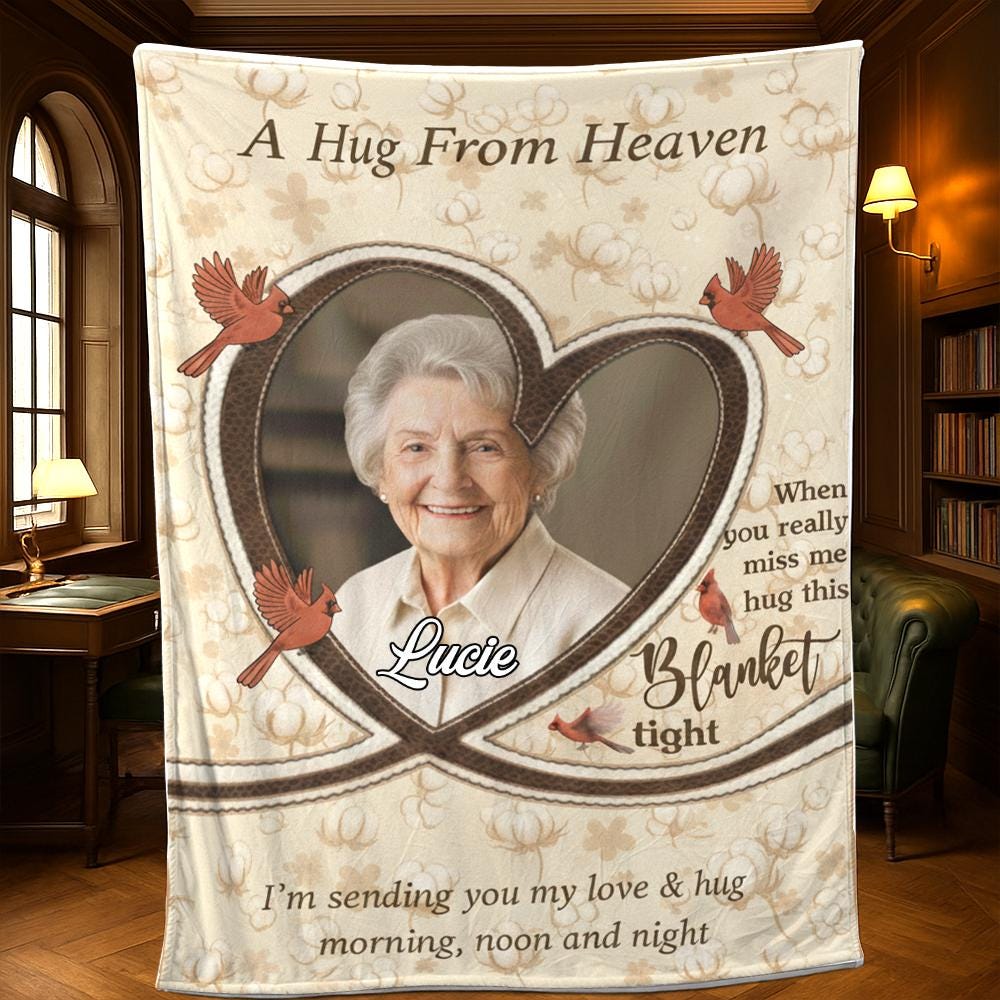 A Hug From Heaven Blanket | Custom Memorial Fleece Blanket | Personalized Remembrance Throw