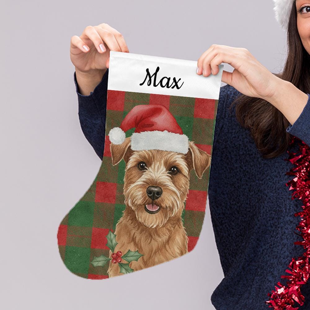 Custom Pet Photo Christmas Stocking: Personalized Plaid Holiday Decor