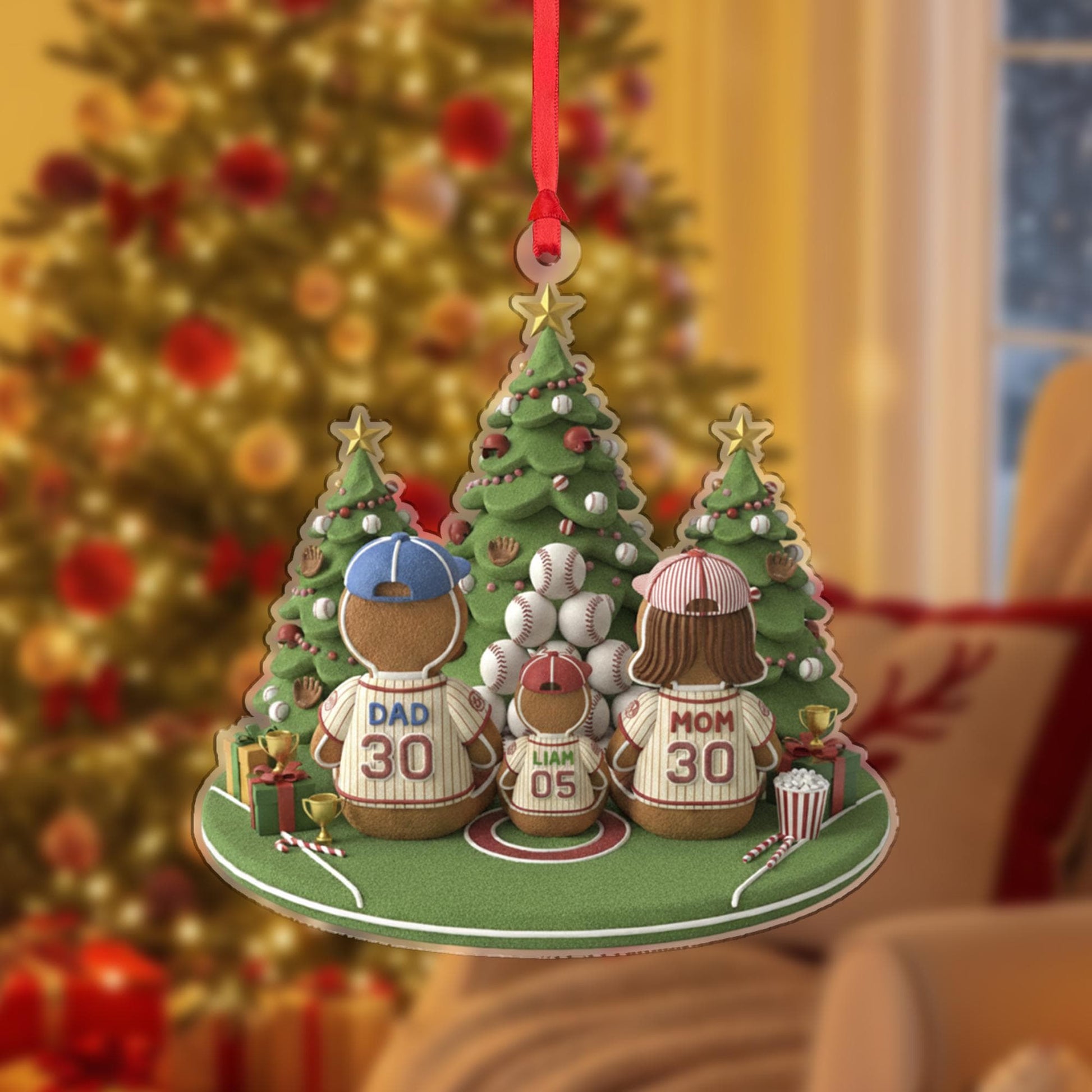 Personalized Baseball Family Christmas Ornament - Custom Team Player Gift