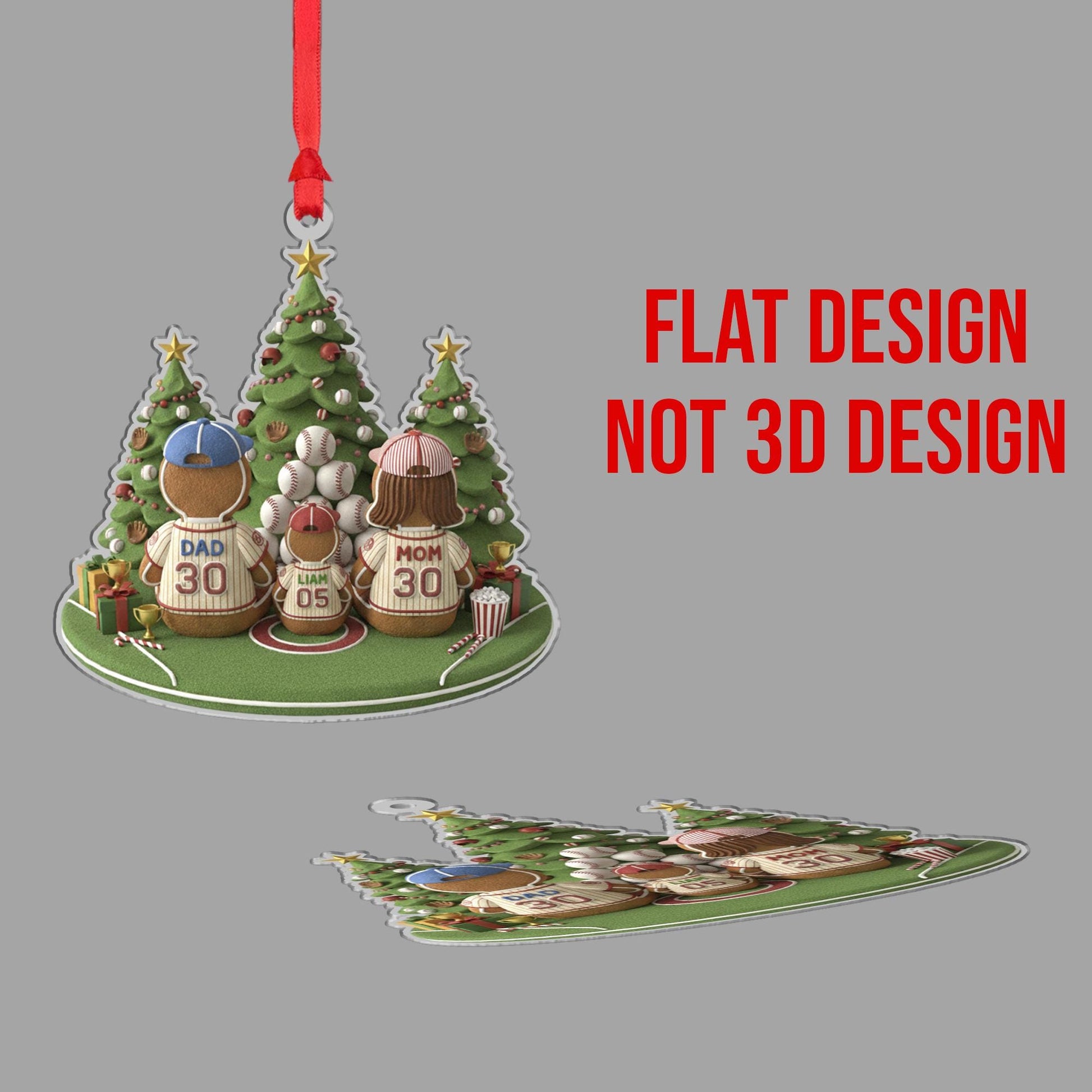 Personalized Baseball Family Christmas Ornament - Custom Team Player Gift