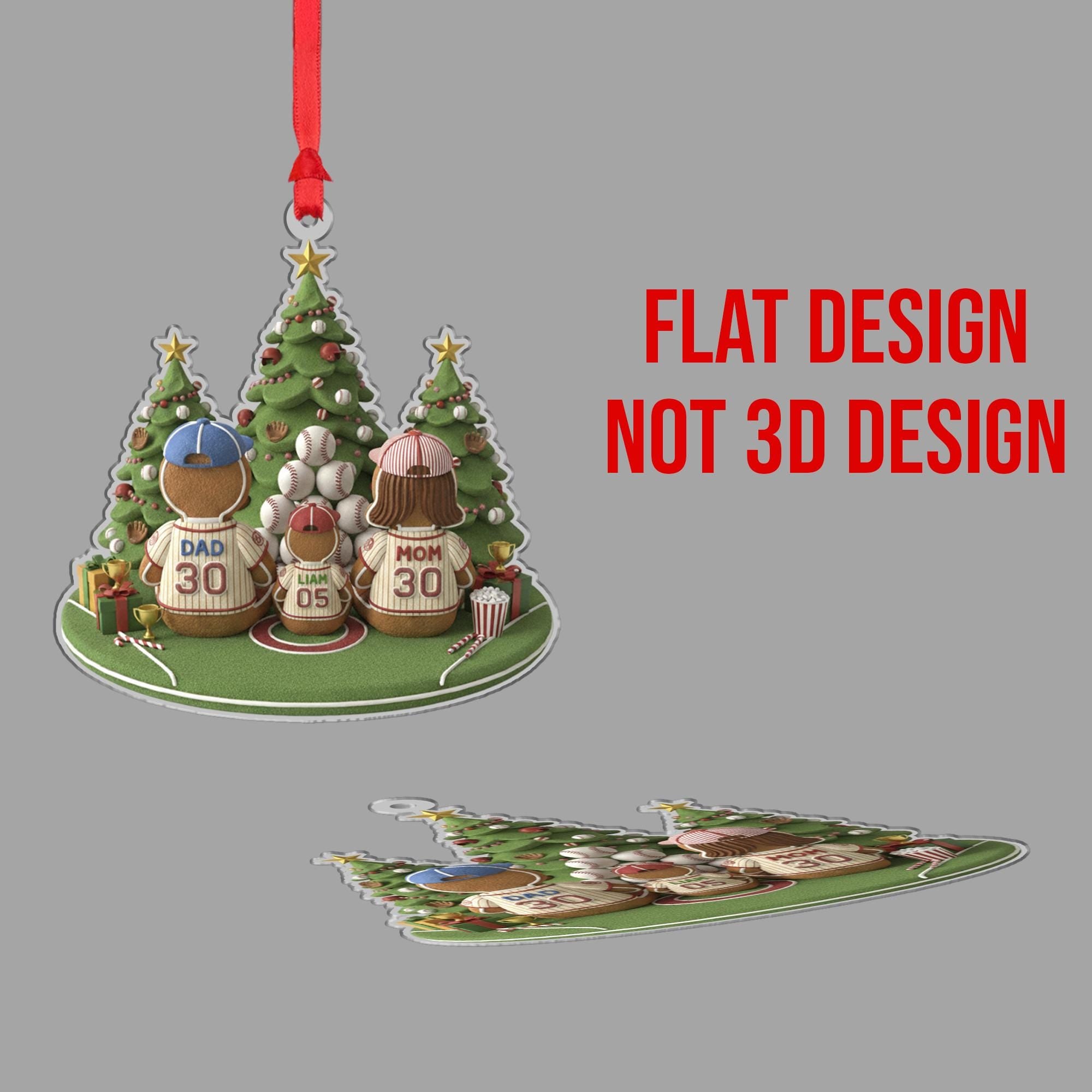 Personalized Baseball Family Christmas Ornament - Custom Team Player Gift