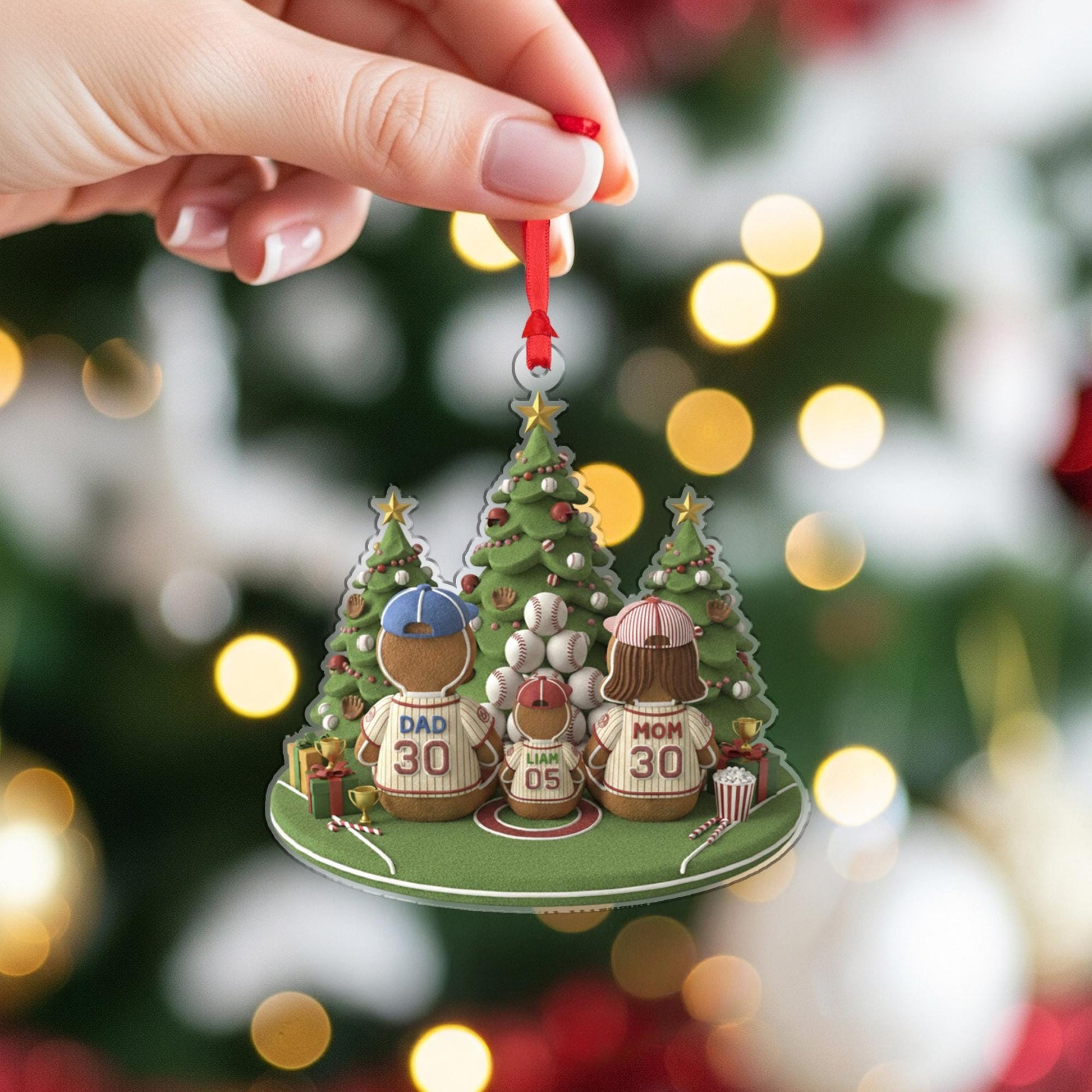 Personalized Baseball Family Christmas Ornament - Custom Team Player Gift
