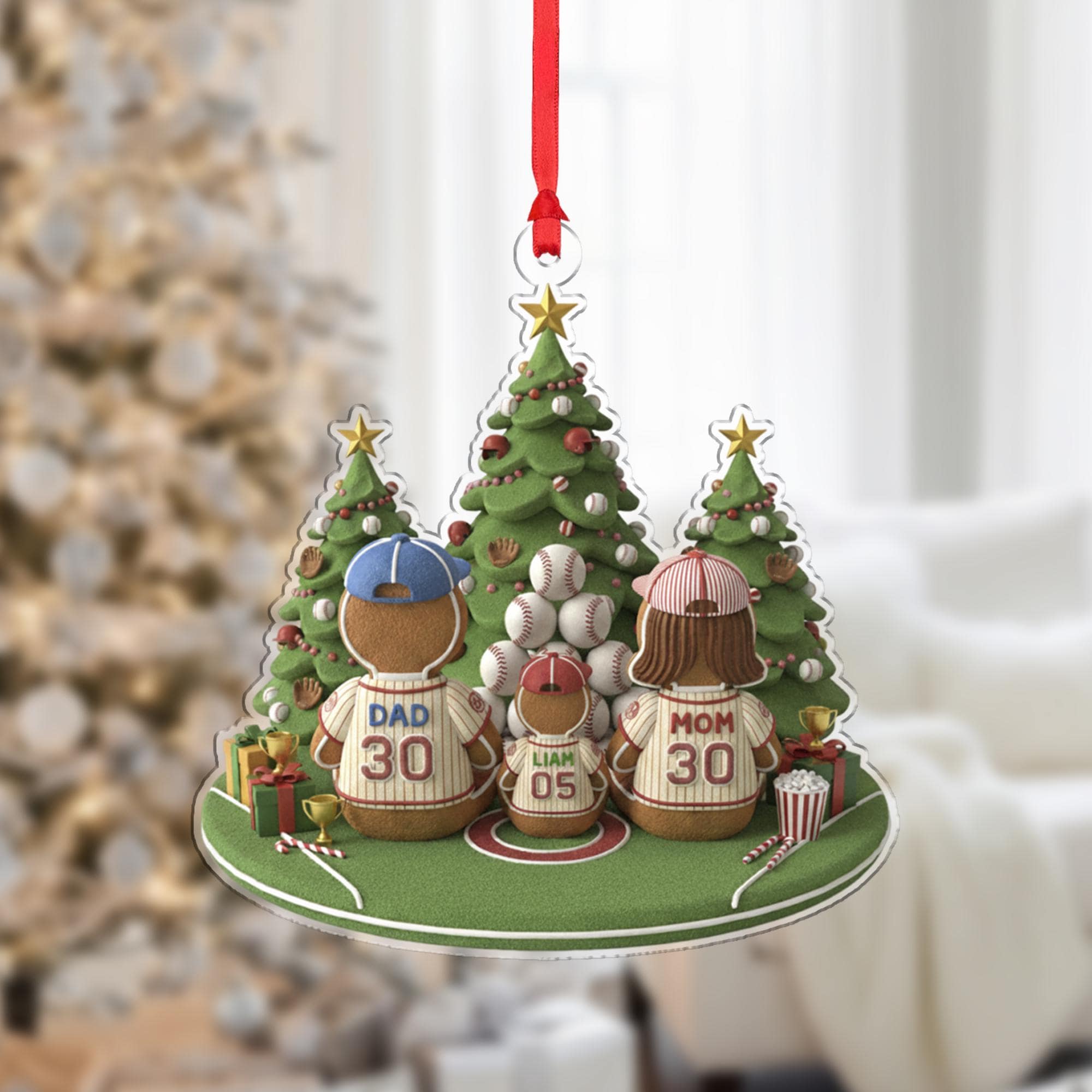 Personalized Baseball Family Christmas Ornament - Custom Team Player Gift