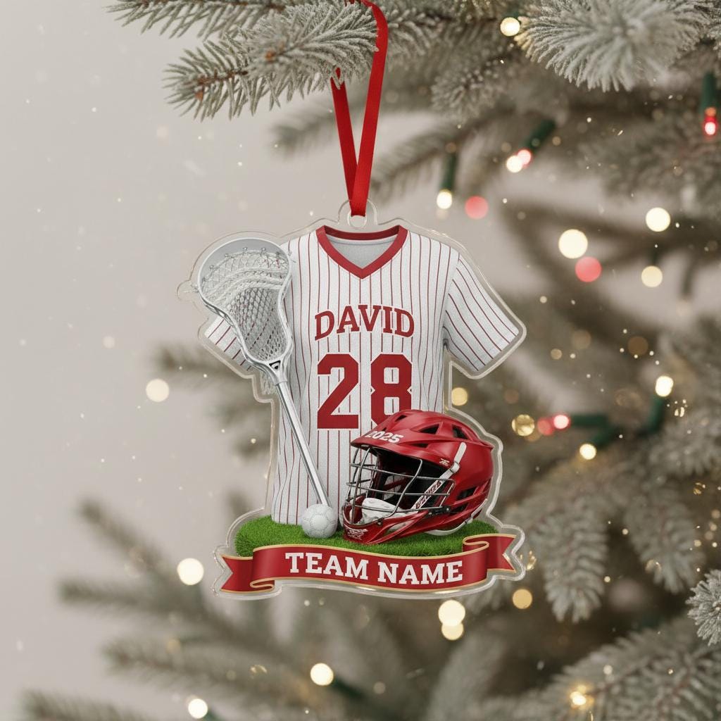Personalized Lacrosse Ornament - Custom Jersey Player Name Team Gift 2025