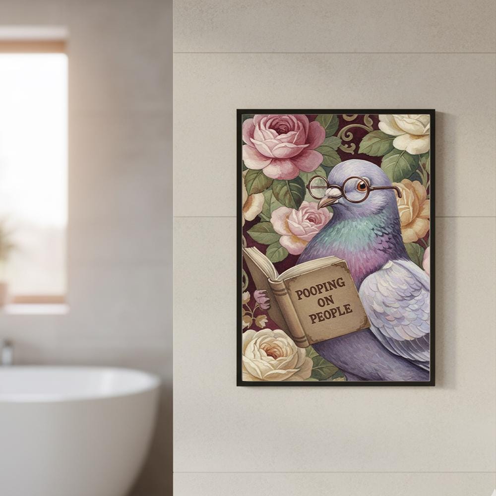 Pooping on People Art Print – Illustrated Bird Poster – Matte Paper