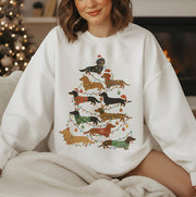 Dachshund Christmas Sweatshirt Unisex Pullover: Dog Tree Design, Holiday Lights, Pet Lover Apparel