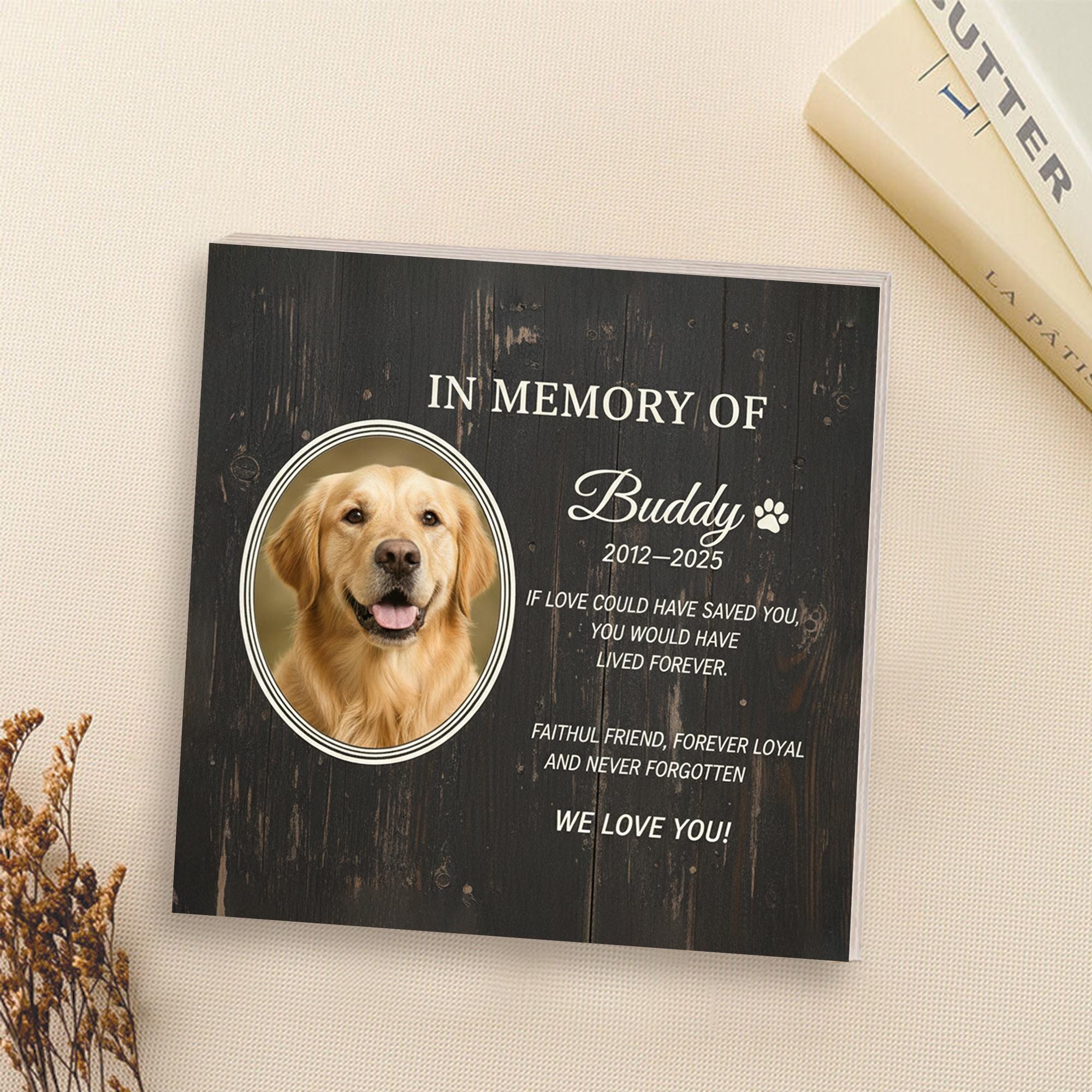 Custom Pet Memorial Photo Block: Personalized Dog or Cat Remembrance Sign image 3