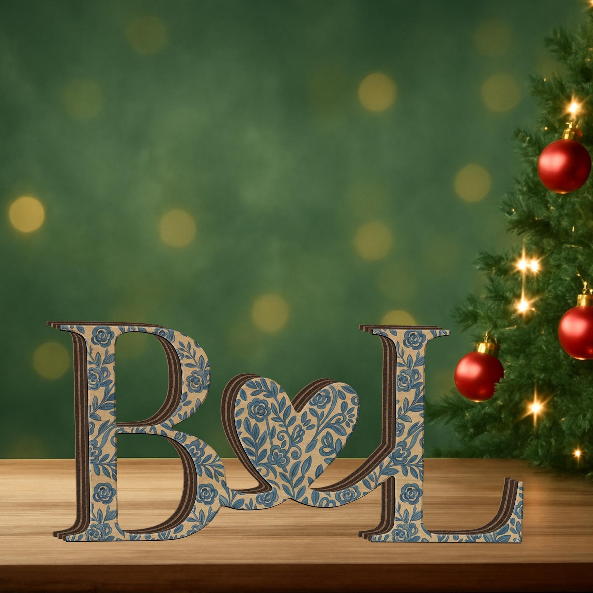 Custom Chinoiserie Monogram Wood Blocks: Personalized Couple Initial Sign image 4