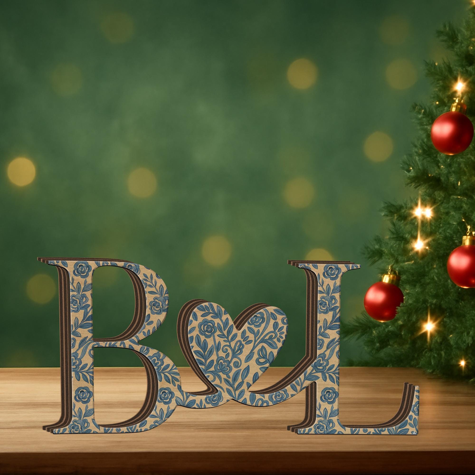 Custom Chinoiserie Monogram Wood Blocks: Personalized Couple Initial Sign image 4