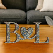 Custom Chinoiserie Monogram Wood Blocks: Personalized Couple Initial Sign image 1