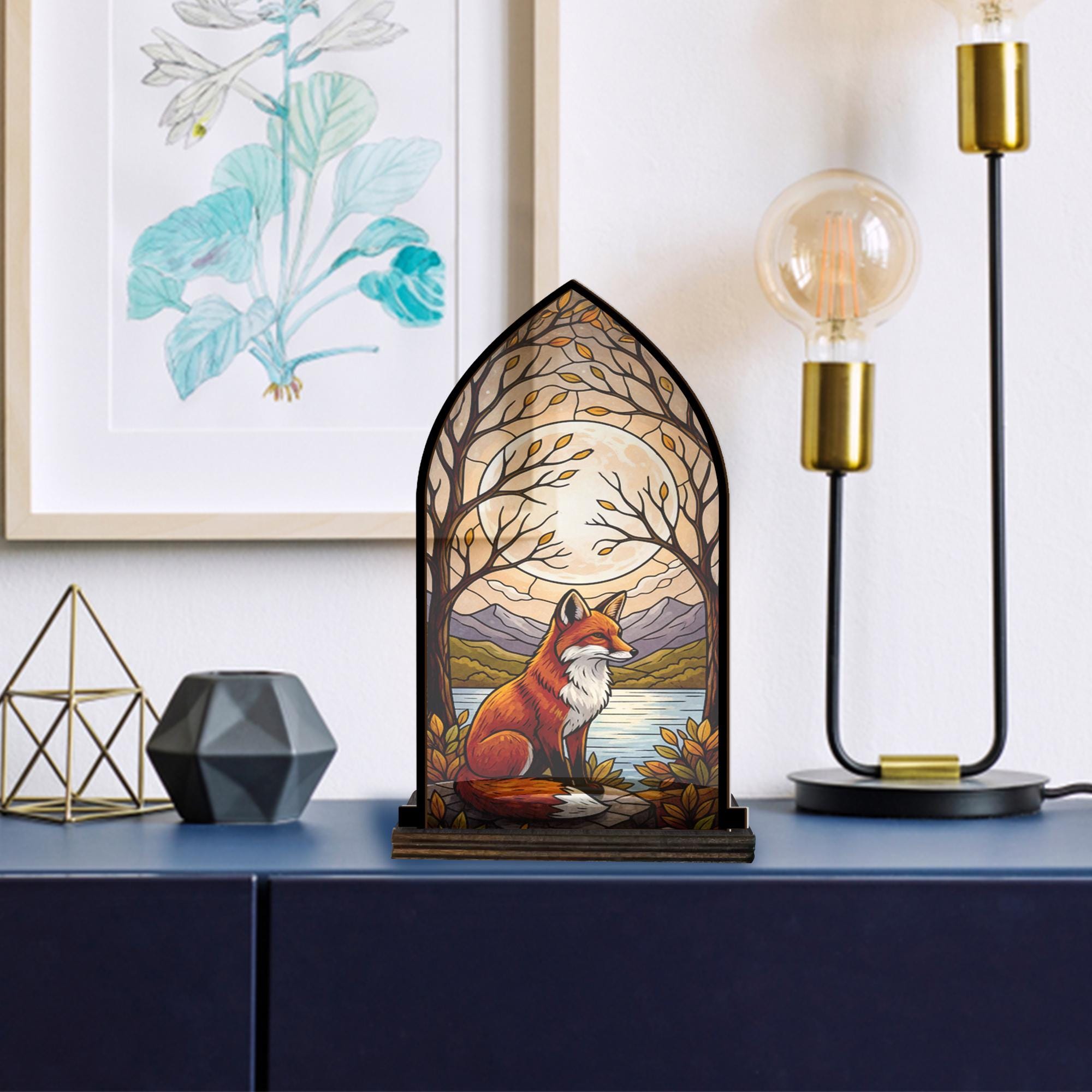 Fox in Autumn Woods Wooden Candle Holder – Woodland Fox Gift image 4