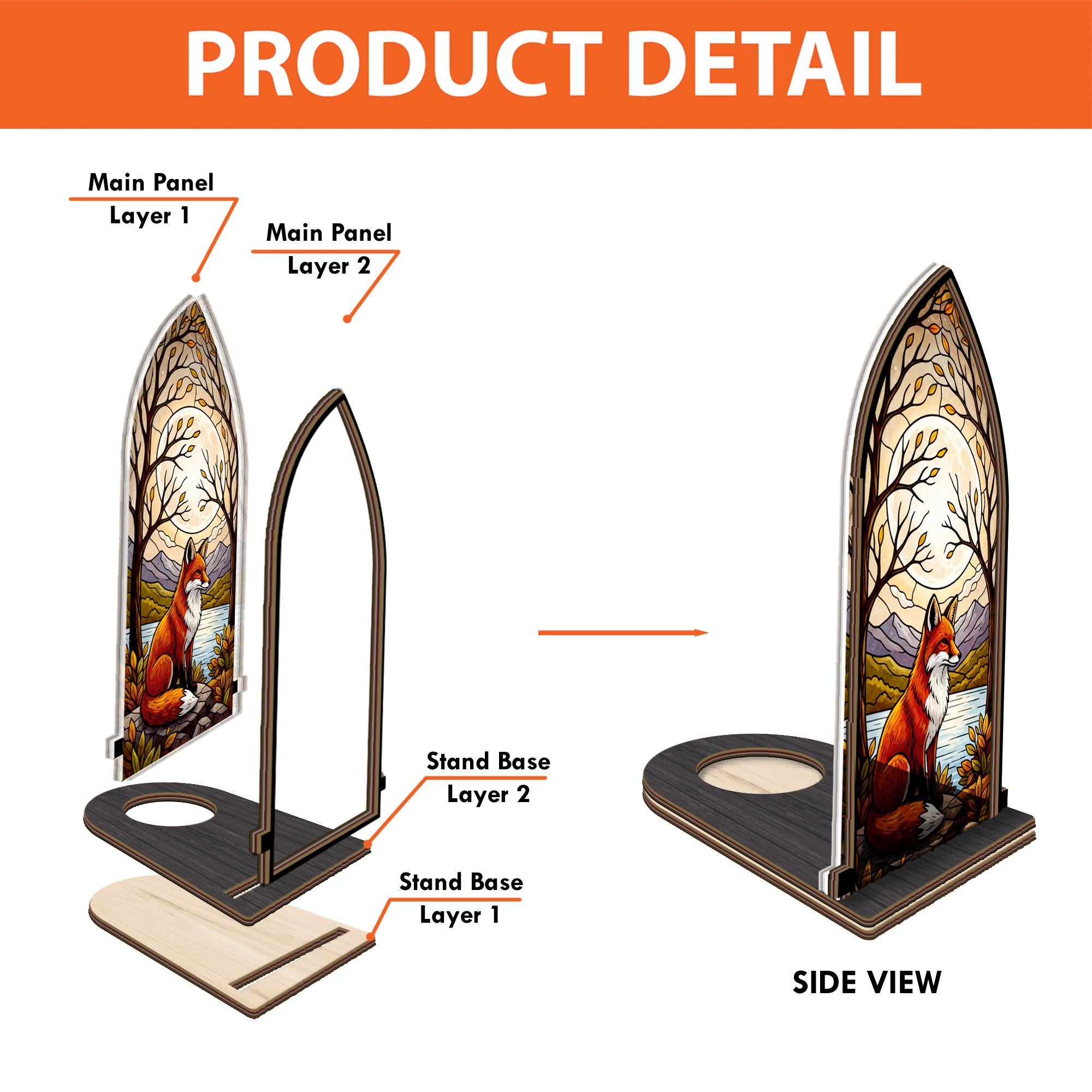 Fox in Autumn Woods Wooden Candle Holder – Woodland Fox Gift image 7