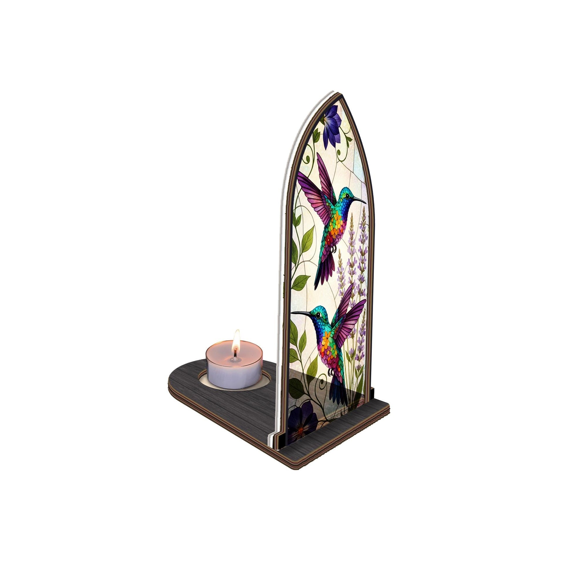 Wooden Candle Holder with Colorful Hummingbirds – Nature Decor Gift for Bird Lovers image 8