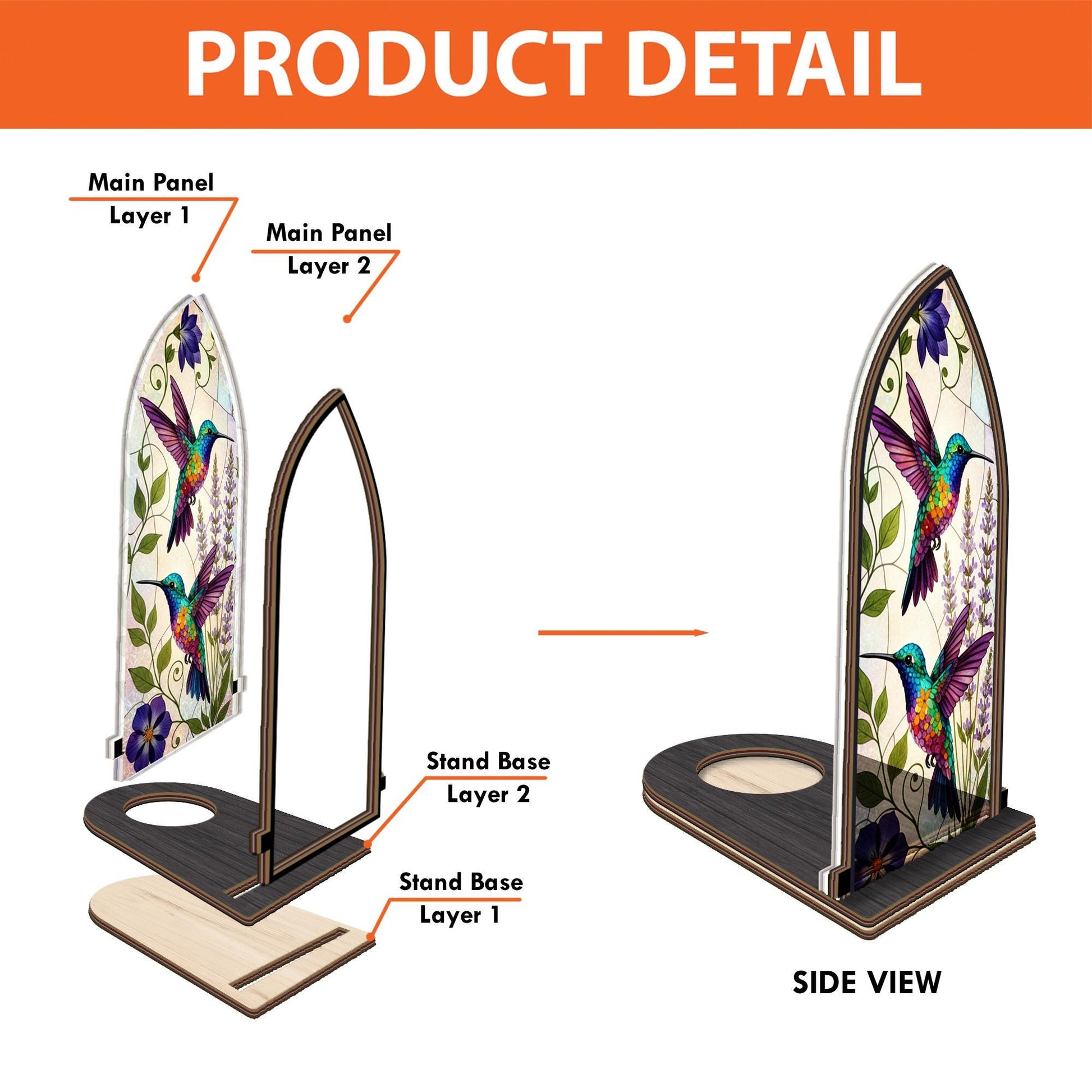 Wooden Candle Holder with Colorful Hummingbirds – Nature Decor Gift for Bird Lovers image 7